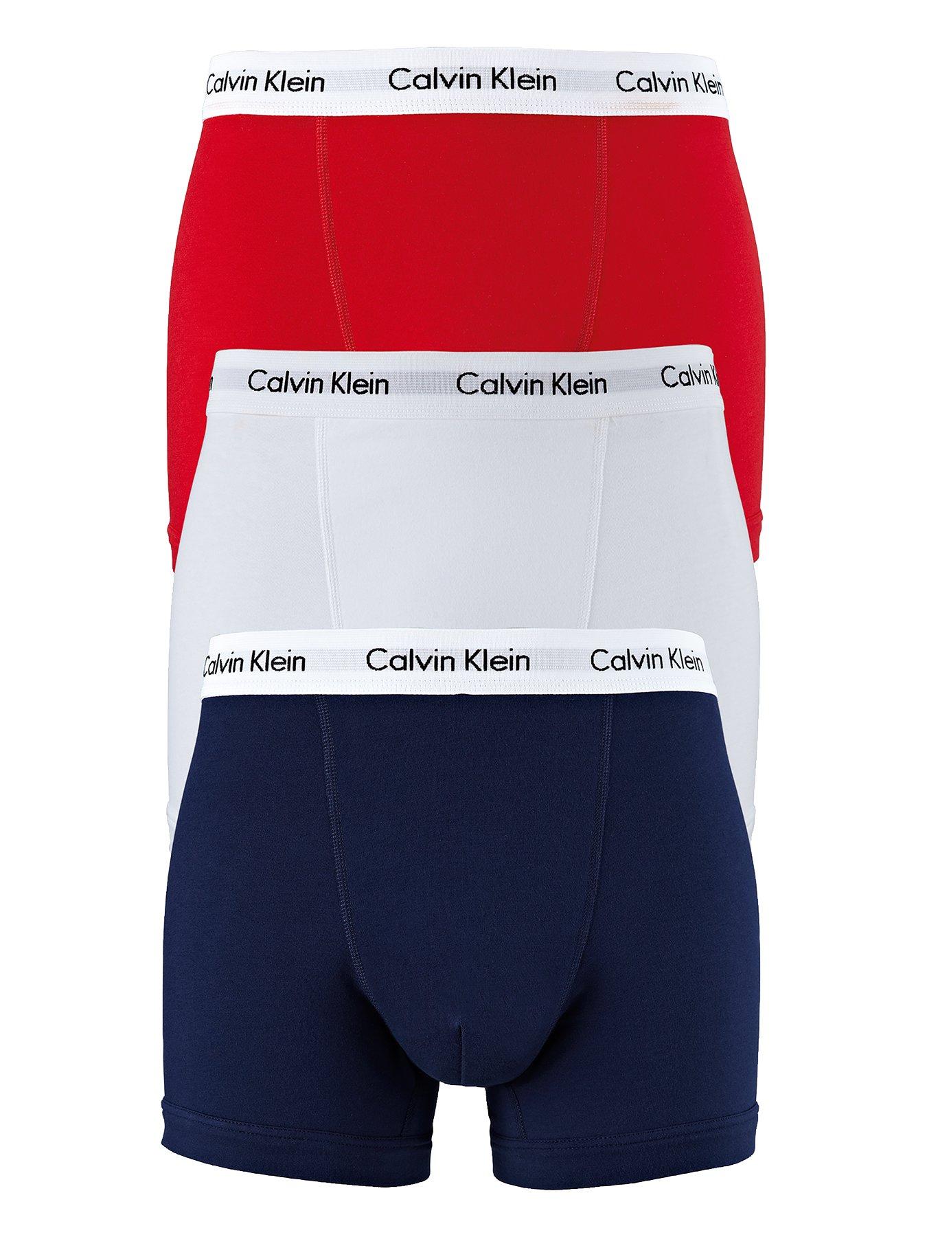 Image 1 of 1 of Calvin Klein 3 Pack of Trunks - Red/White/Navy