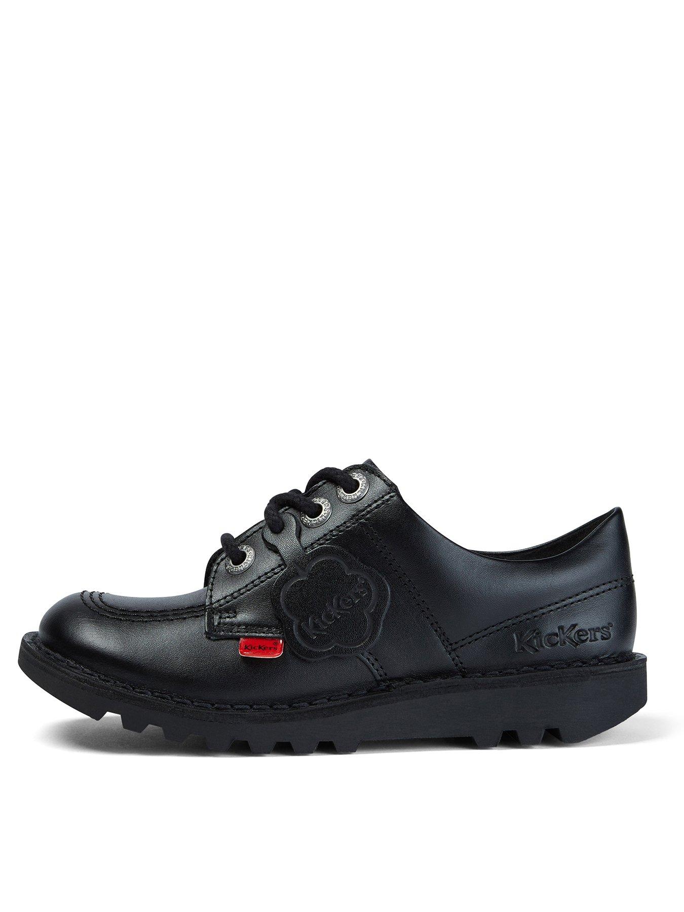Kickers Leather Lace-up Kick Lo Core School Shoes Black Very