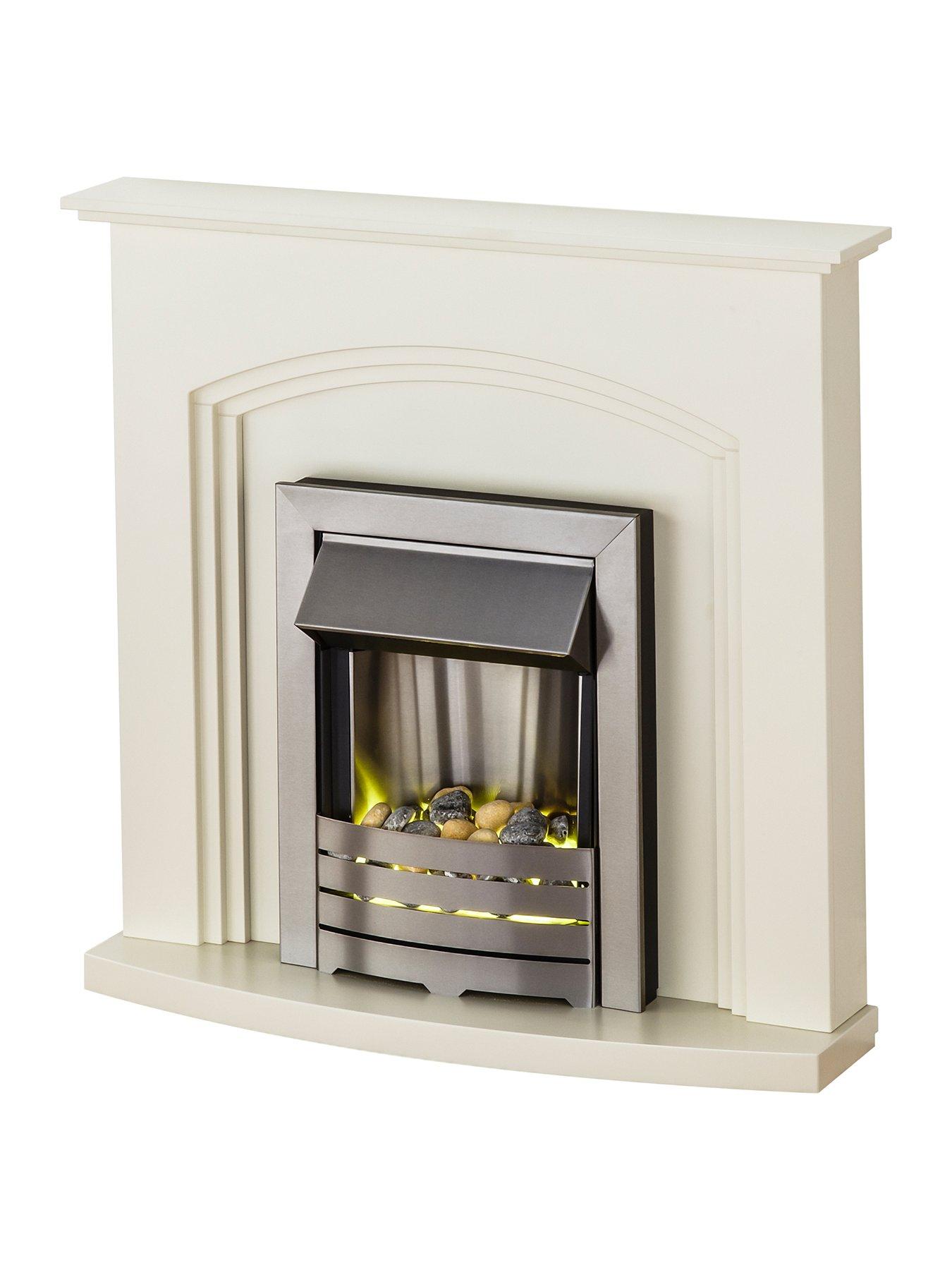 Image 2 of 6 of Adam Fires & Fireplaces Truro Cream Fireplace with Helios Brushed Steel Electric Fire