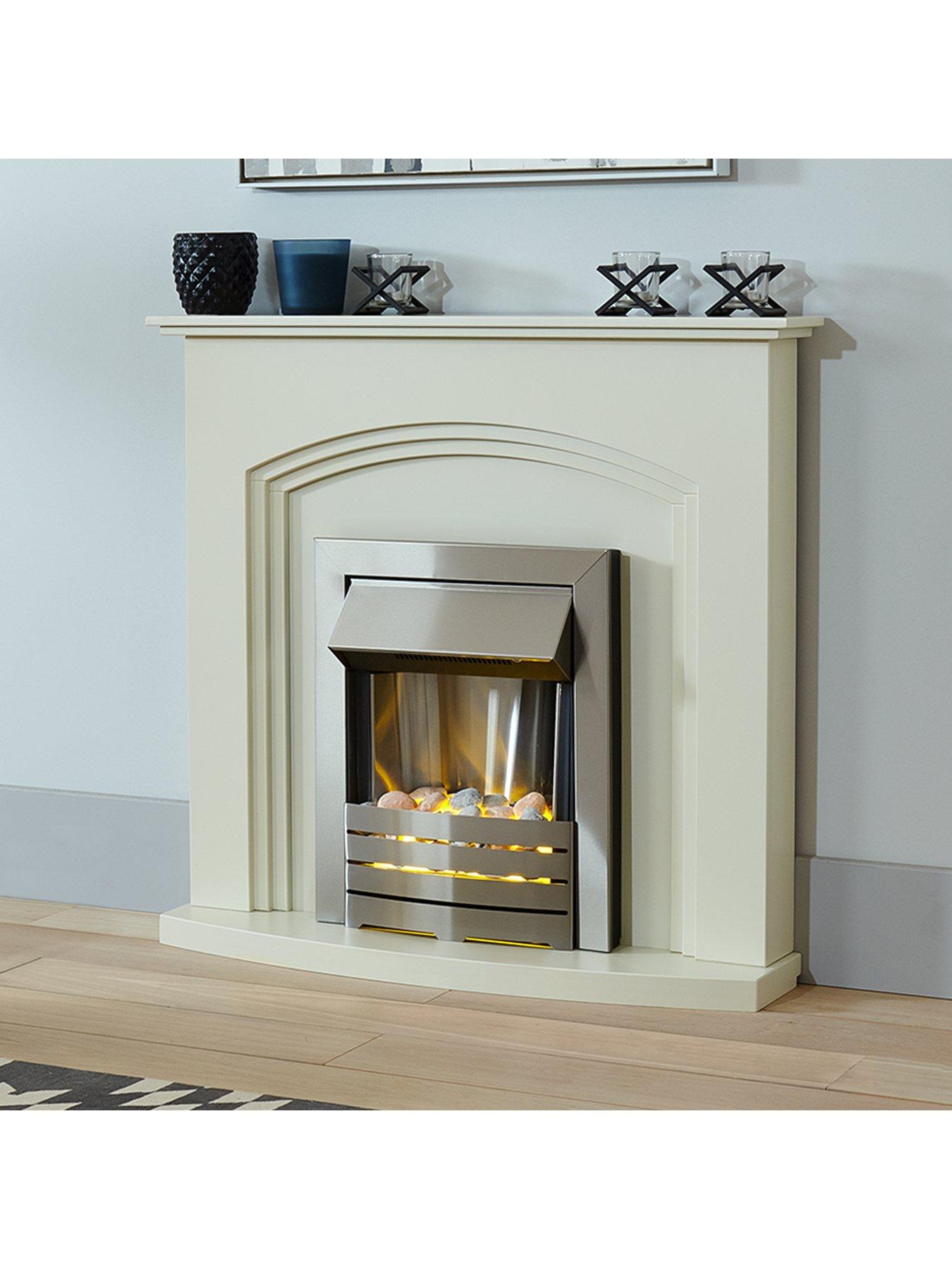 Image 5 of 6 of Adam Fires & Fireplaces Truro Cream Fireplace with Helios Brushed Steel Electric Fire