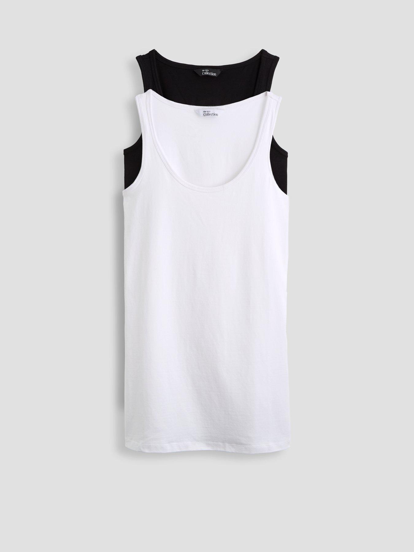 Image 1 of 4 of V by Very Curve Longline Slim Fit Vests (2 Pack) - Black/White