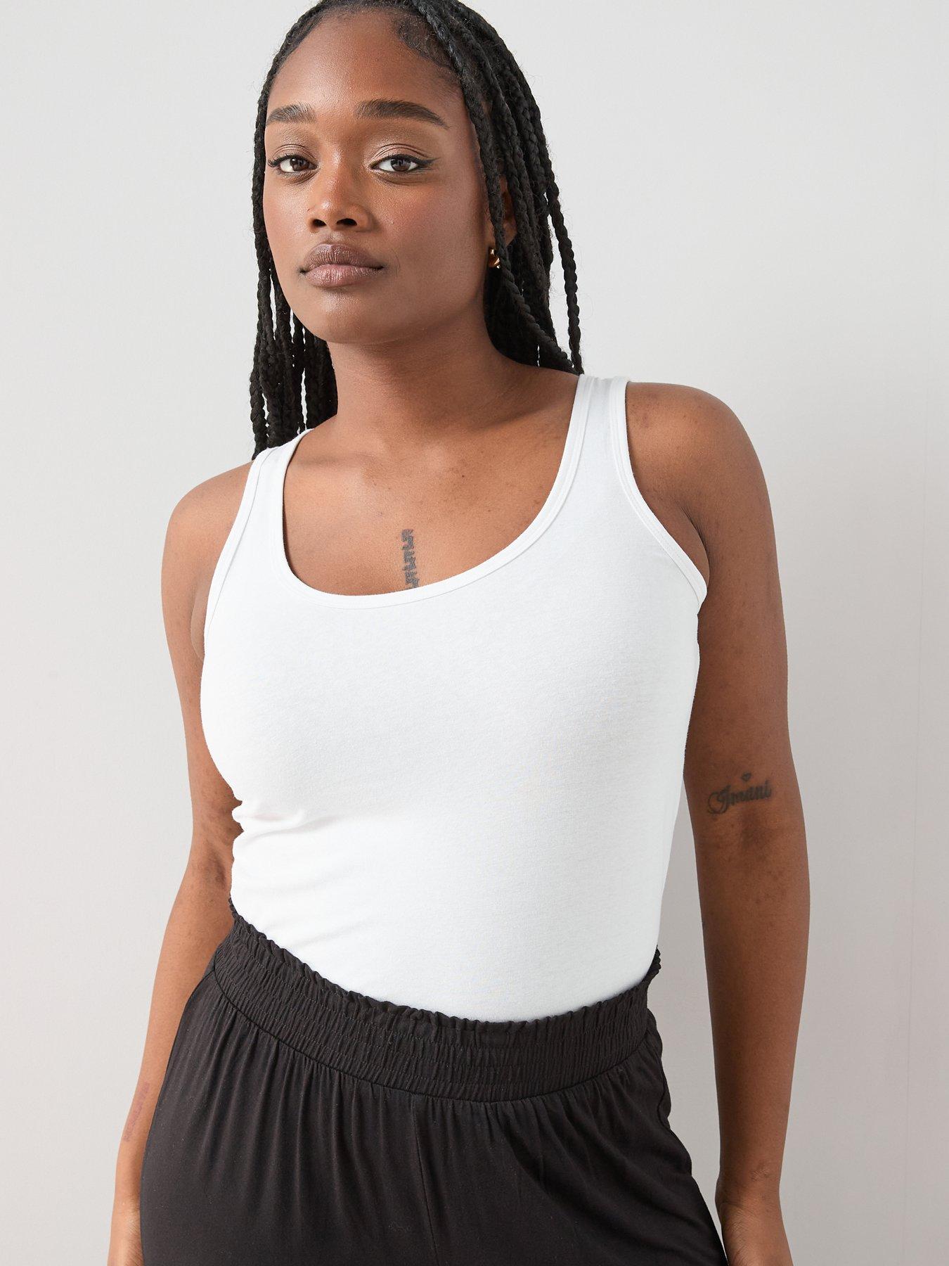 Image 2 of 4 of V by Very Curve Longline Slim Fit Vests (2 Pack) - Black/White