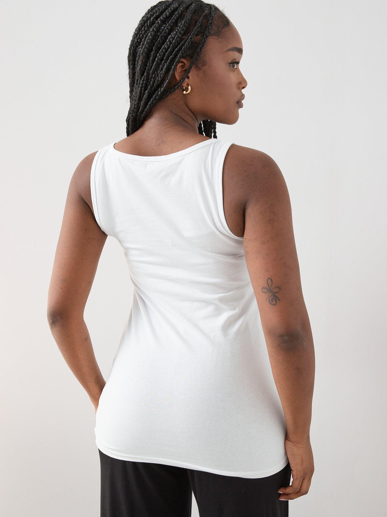 Image 3 of 4 of V by Very Curve Longline Slim Fit Vests (2 Pack) - Black/White