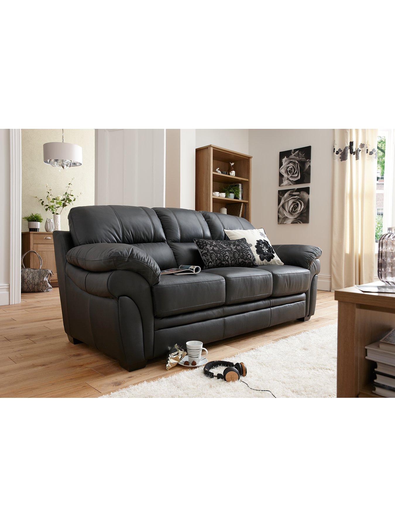 Image 2 of 5 of Portland Leather 3 Seater Sofa + 2 Armchairs (Buy and SAVE!)