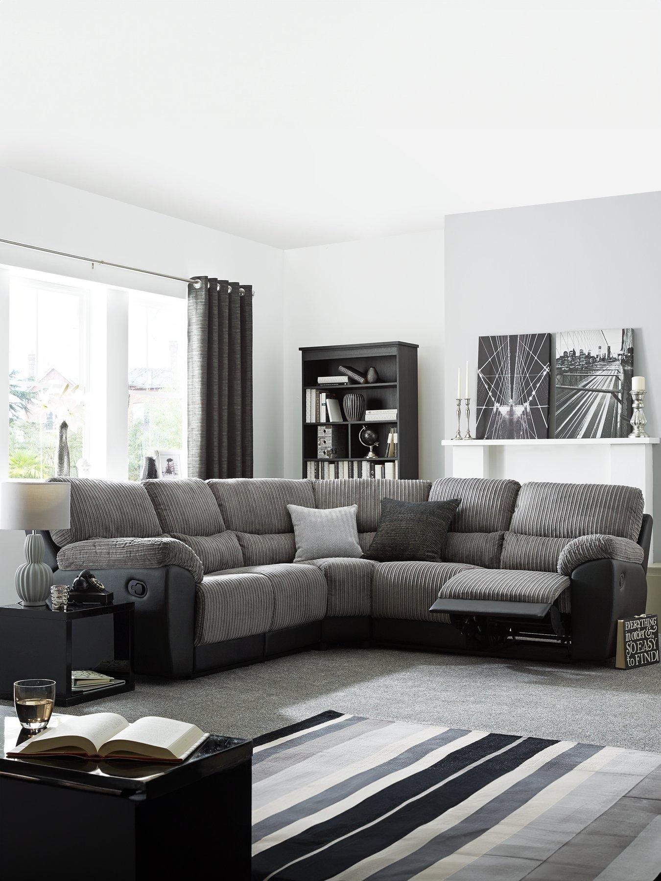Very Home Sienna Fabric/Faux Leather High Back Recliner Corner Group Sofa - FSC® Certified