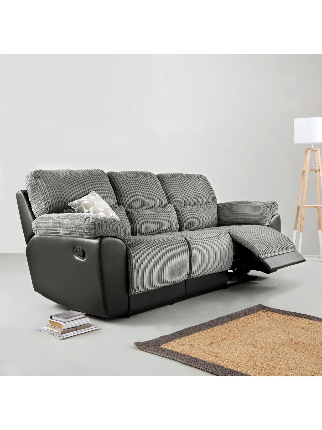 Very Home Sienna Fabric/Faux Leather High Back 3 Seater Recliner Sofa