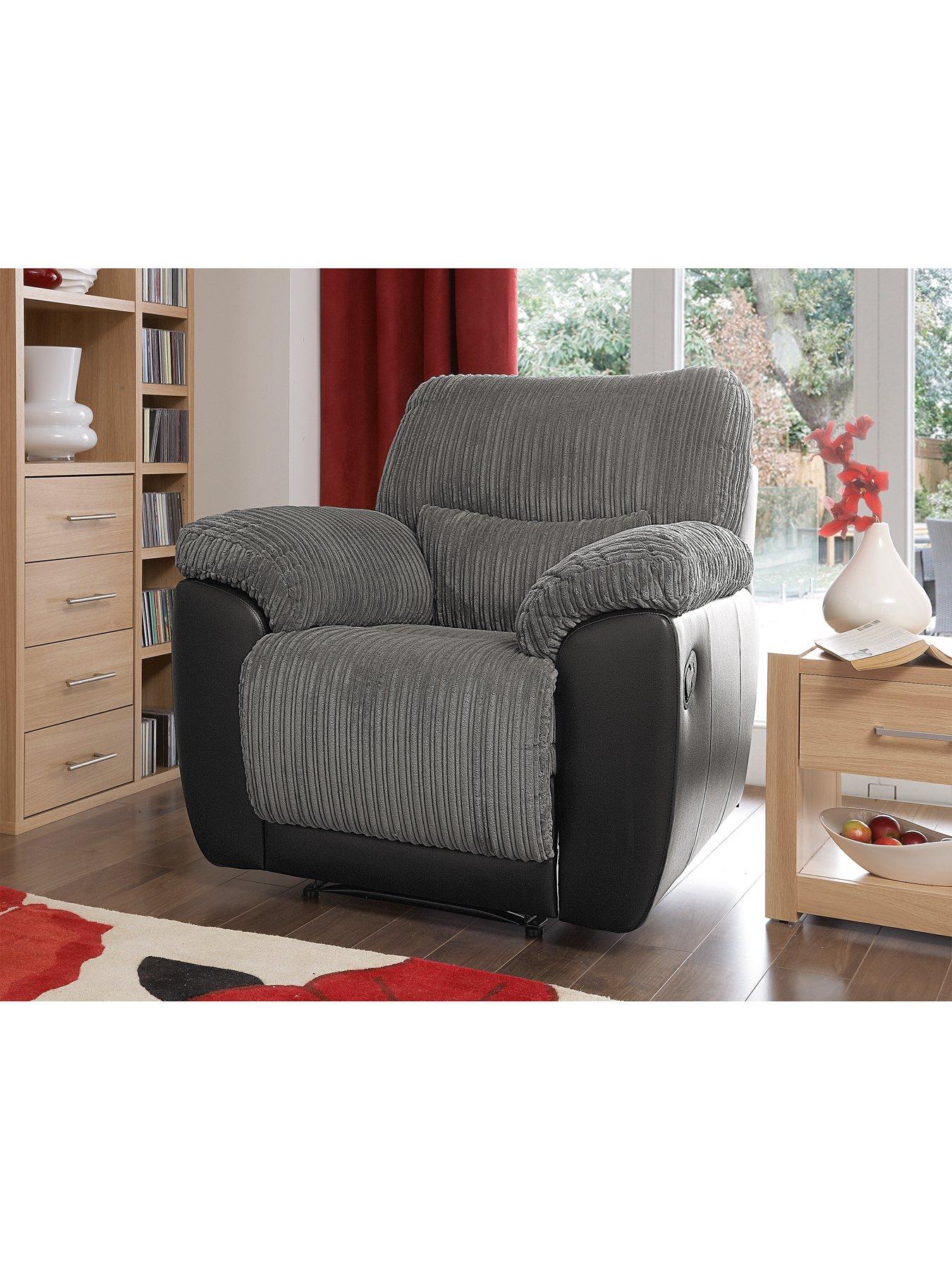 Very Home Sienna Fabric/Faux Leather High Back Recliner Armchair