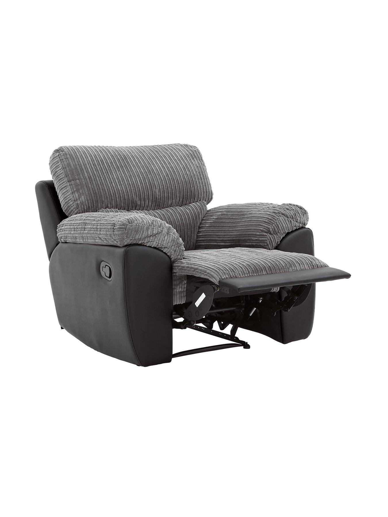 Image 3 of 6 of undefined Sienna Fabric/Faux Leather High Back Recliner Armchair