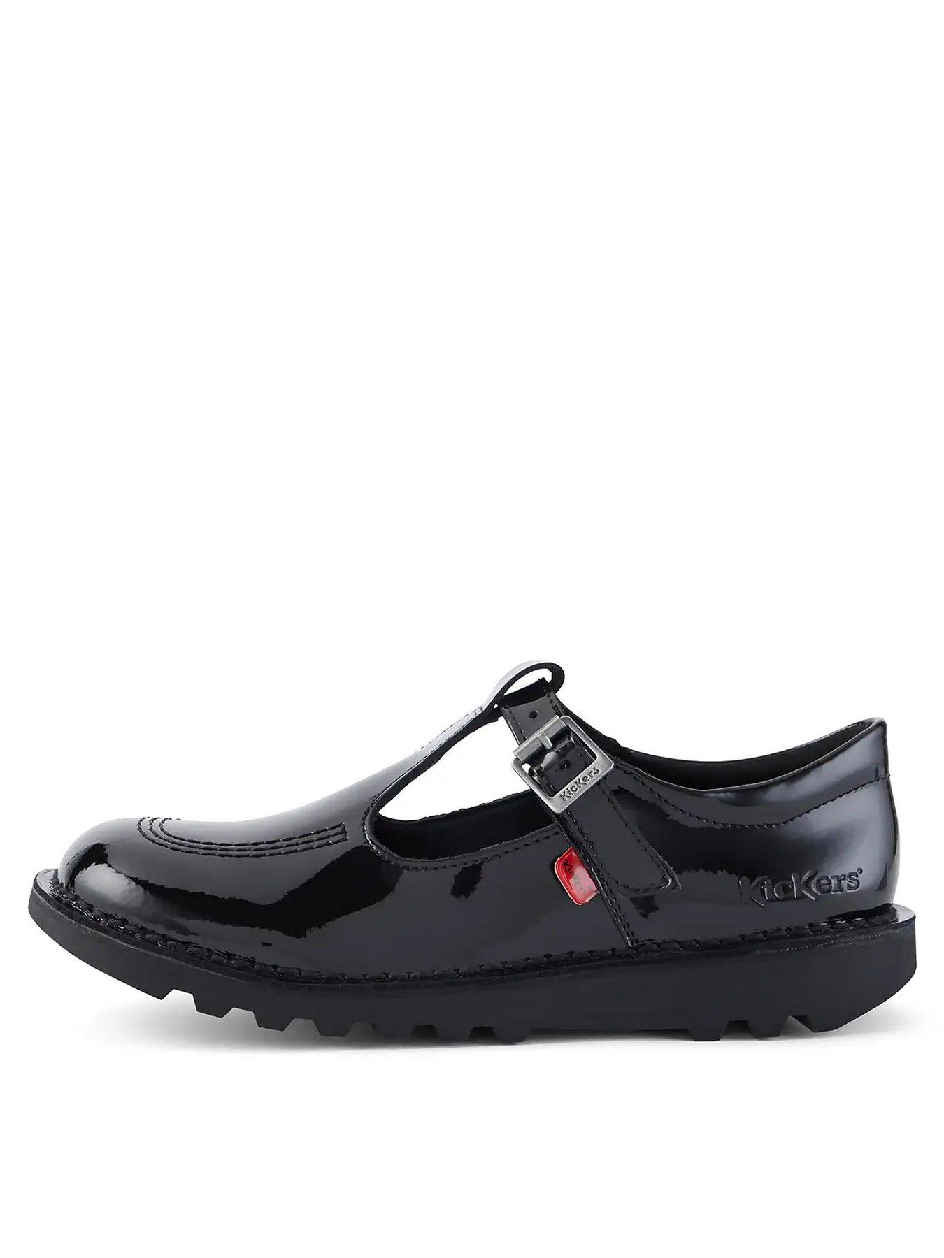 Image 1 of 7 of Kickers Girls' Kick Patent T-Bar School Shoes - Black