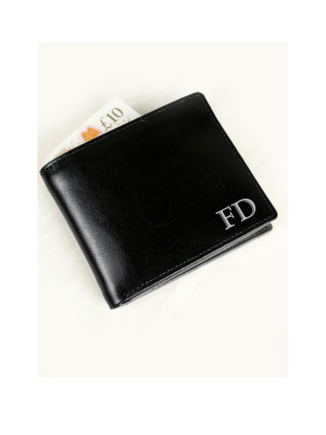 Image of The Personalised Memento Company Personalised Black Leather Wallet