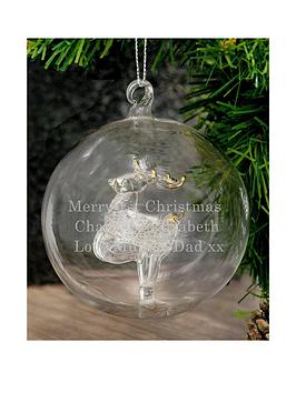 the-personalised-memento-company-personalisednbspreindeer-glass-christmas-tree-bauble