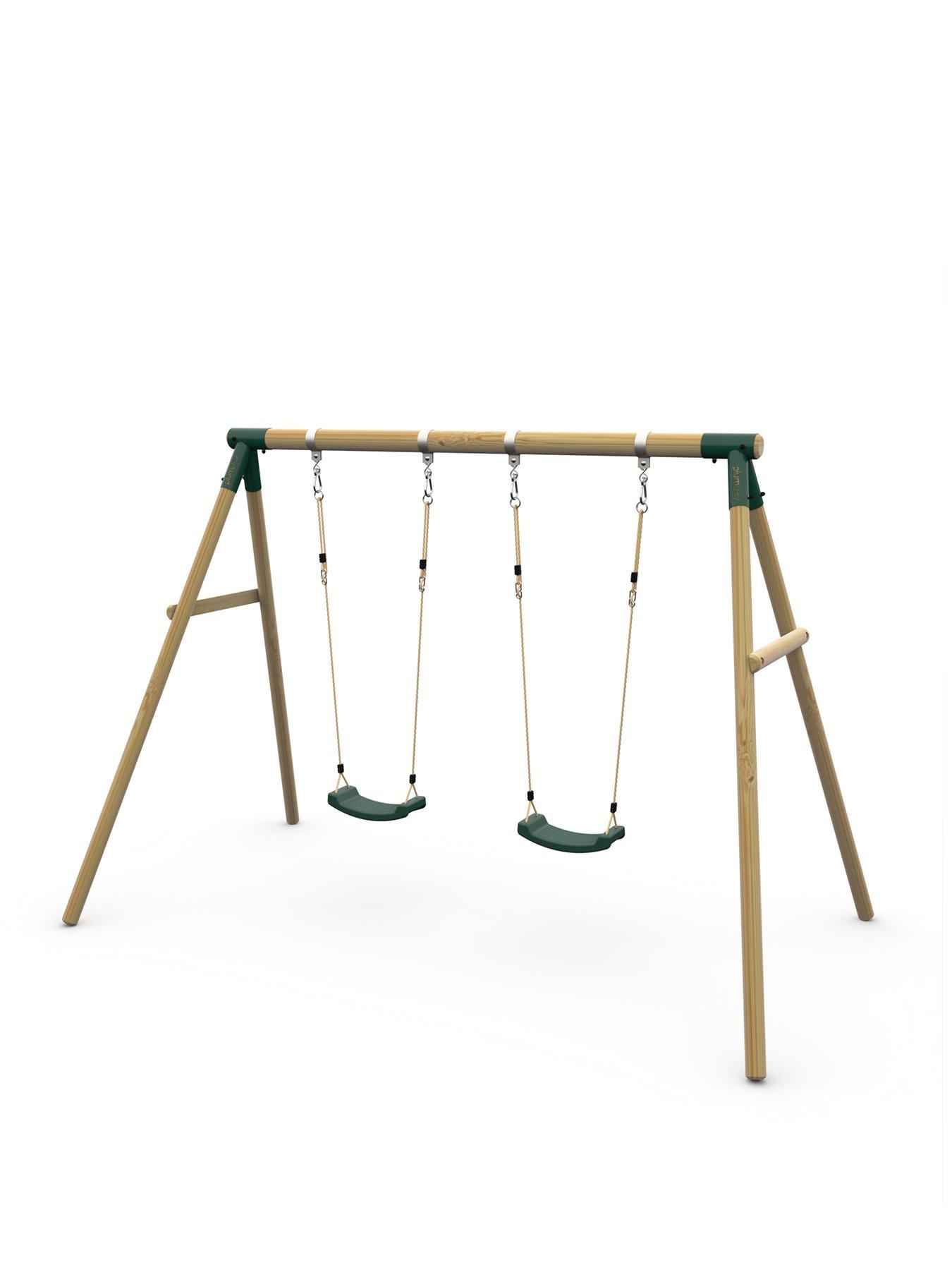 Plum Marmoset Wooden Double Garden Swing Set