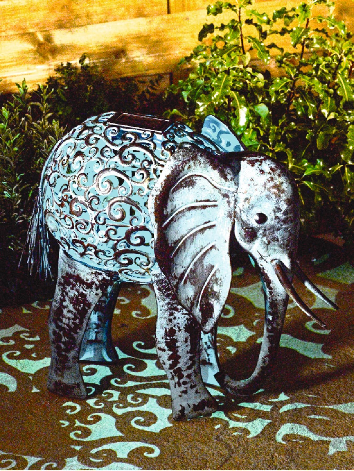 Image 2 of 2 of Smart Solar Metal Silhouette Elephant