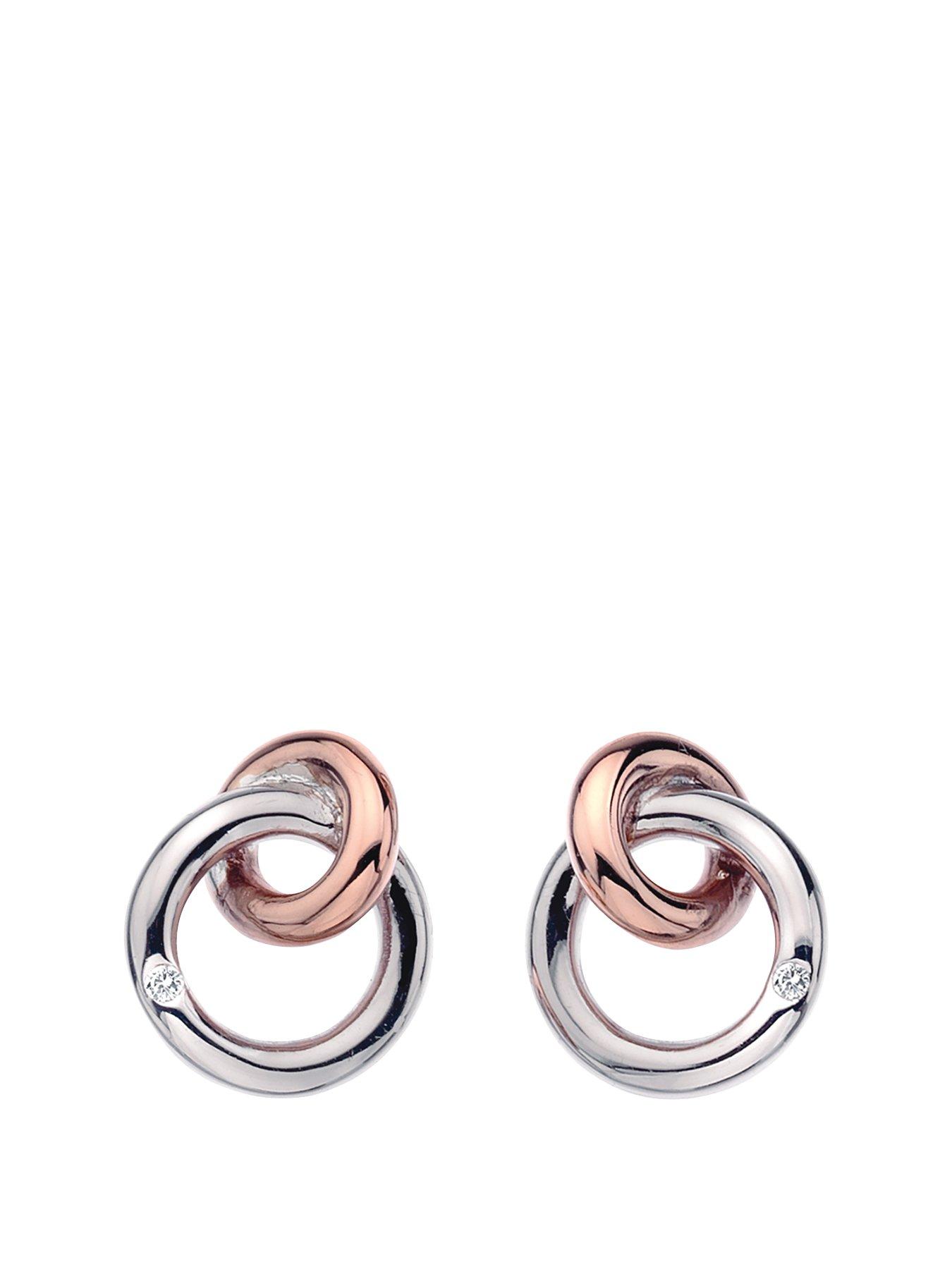 undefined Eternity Sterling Silver and 18 Carat Gold Vermeil Diamond Set Interlocking Earrings