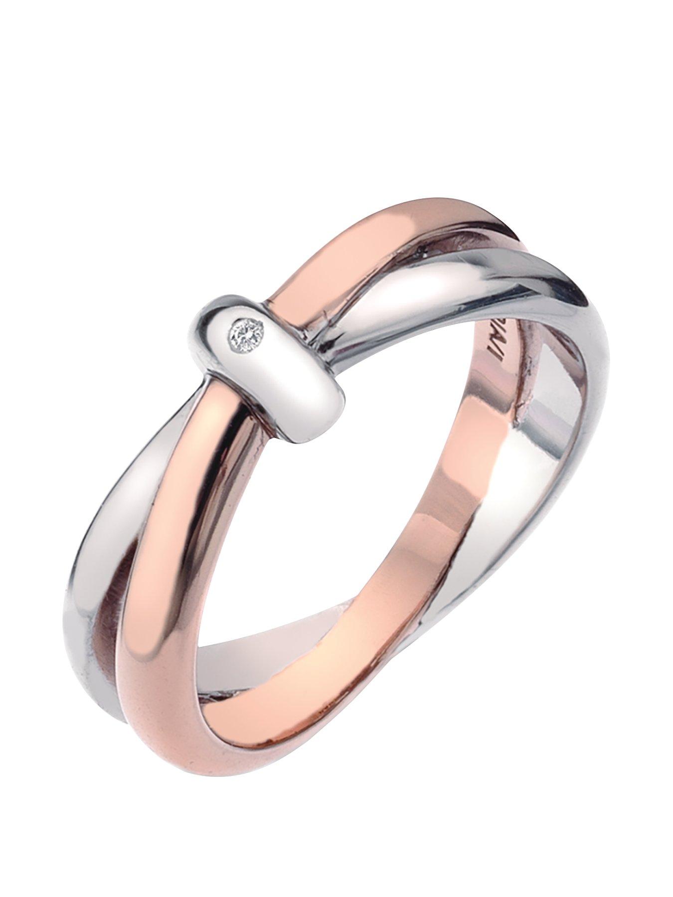 undefined HOT DIAMONDS ETERNITY STERLING SILVER AND 18CT GOLD VERMEIL DIAMOND SET INTERLOCKING RING