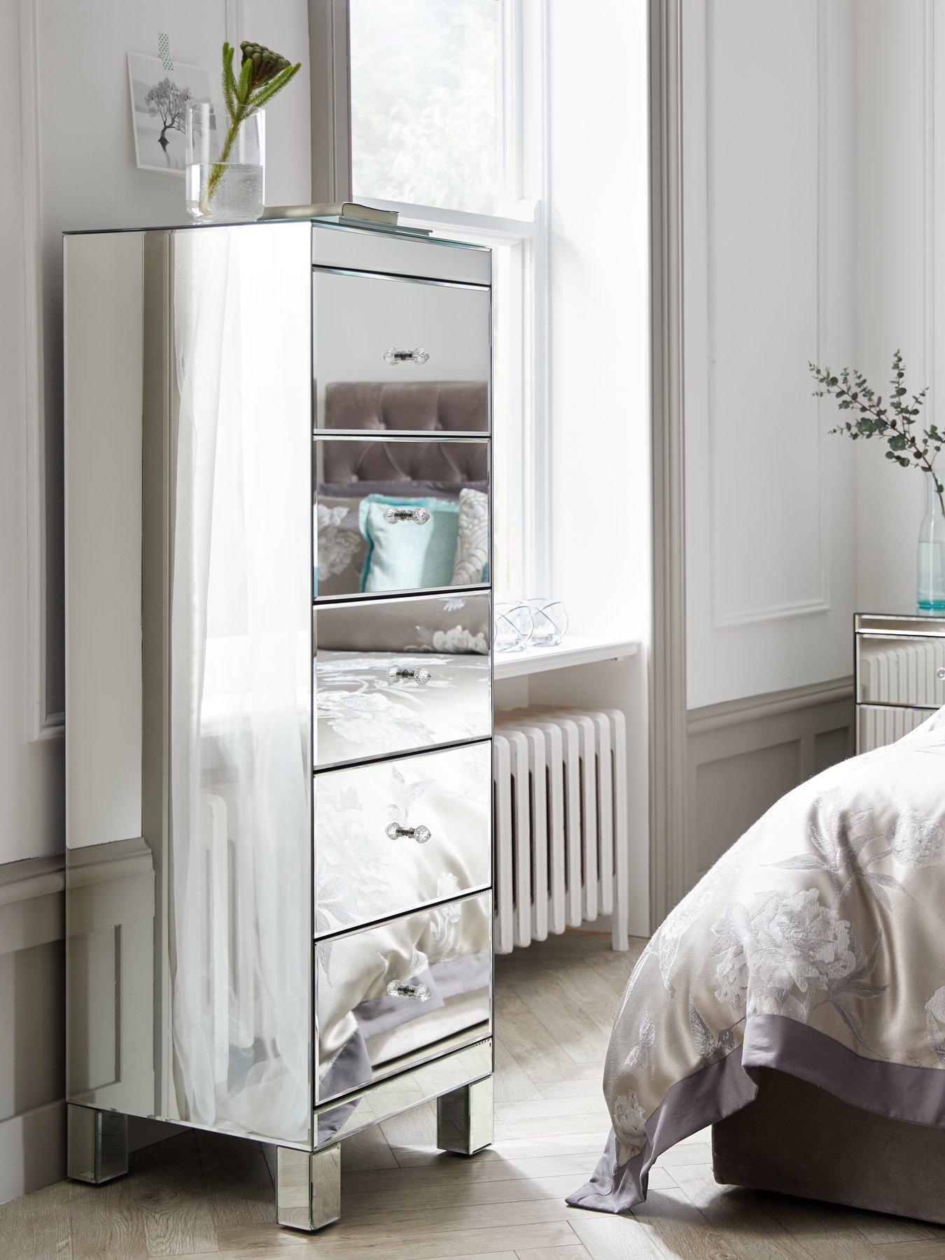 Very Home Parisian Ready Assembled Mirrored Tall 5 Drawer Chest - FSC® Certified