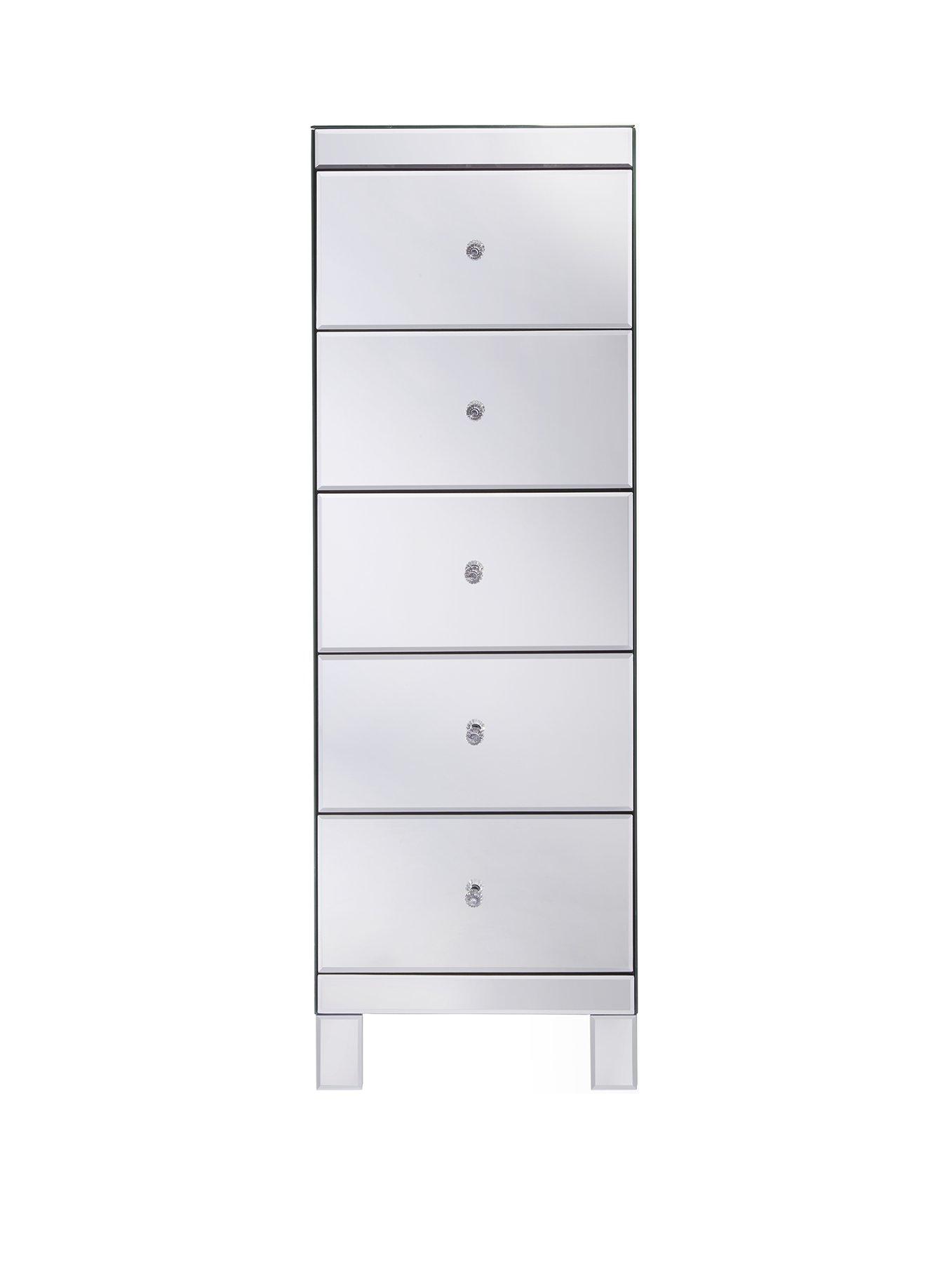 Mirrored 5 deals drawer tall chest