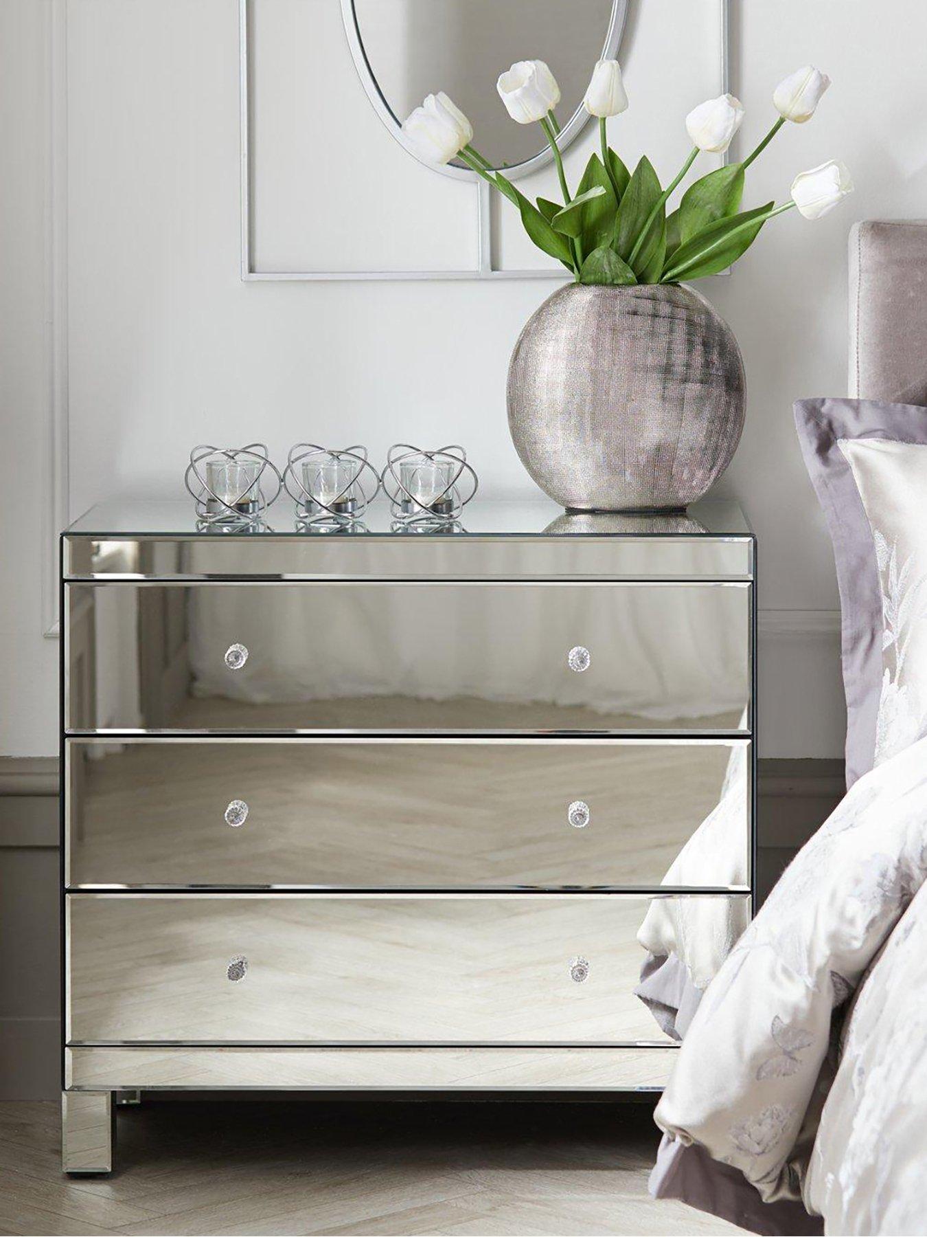 Very Home Parisian Ready Assembled Mirrored Wide 3 Drawer Chest - FSC® Certified