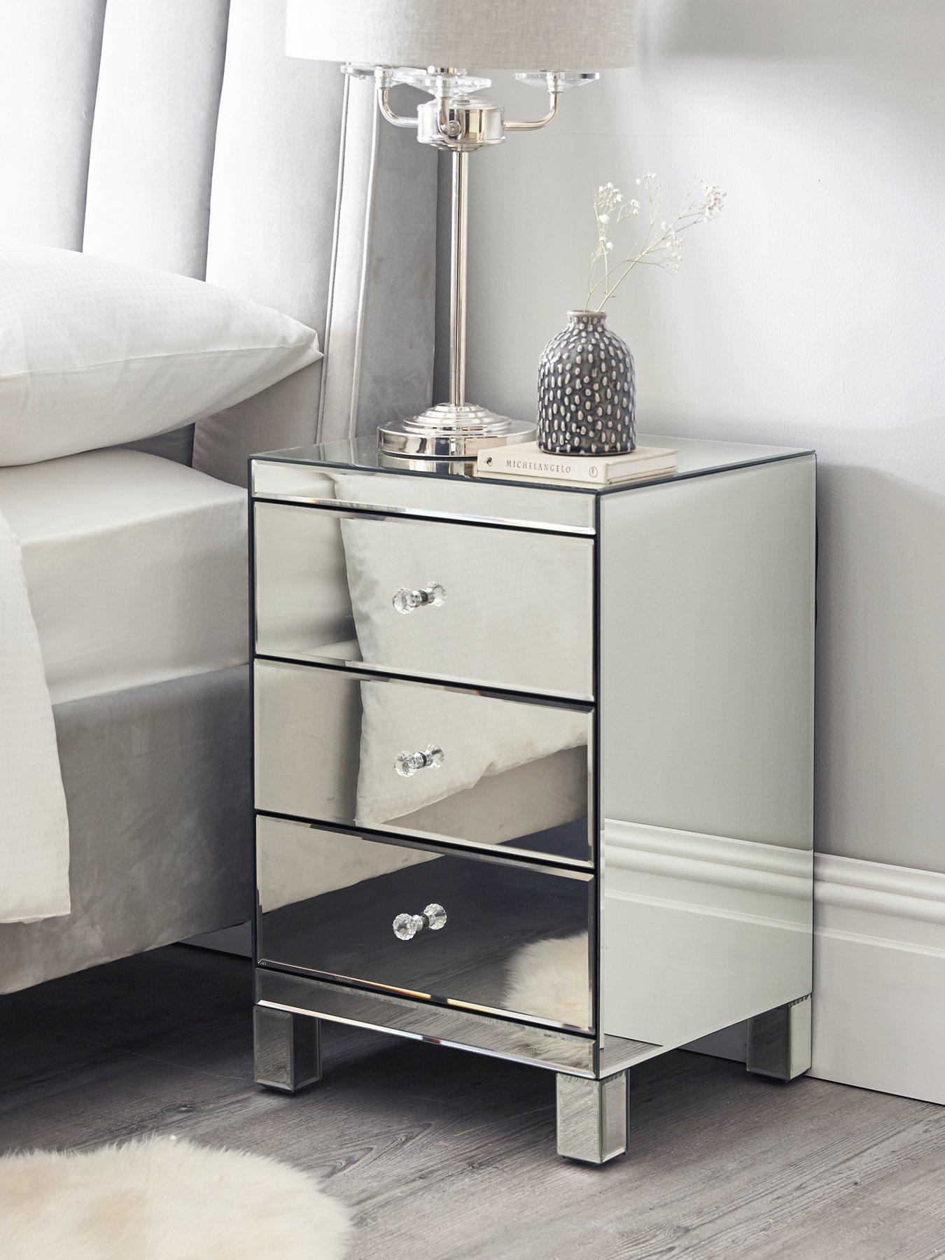 Image 1 of 6 of The Very Collection Parisian Mirrored 3 Drawer Ready Assembled Bedside Chest&nbsp;- FSC&reg; Certified