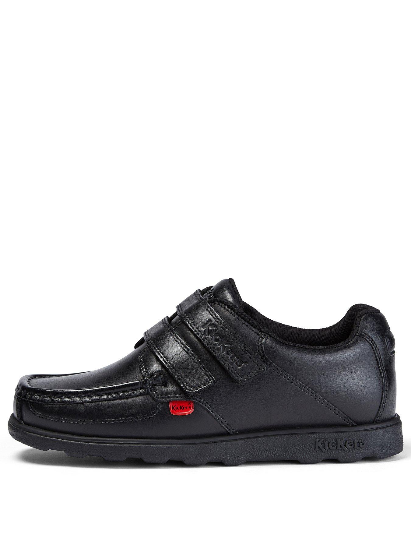 Kickers Boys Fragma Double Strap School Shoes - Black