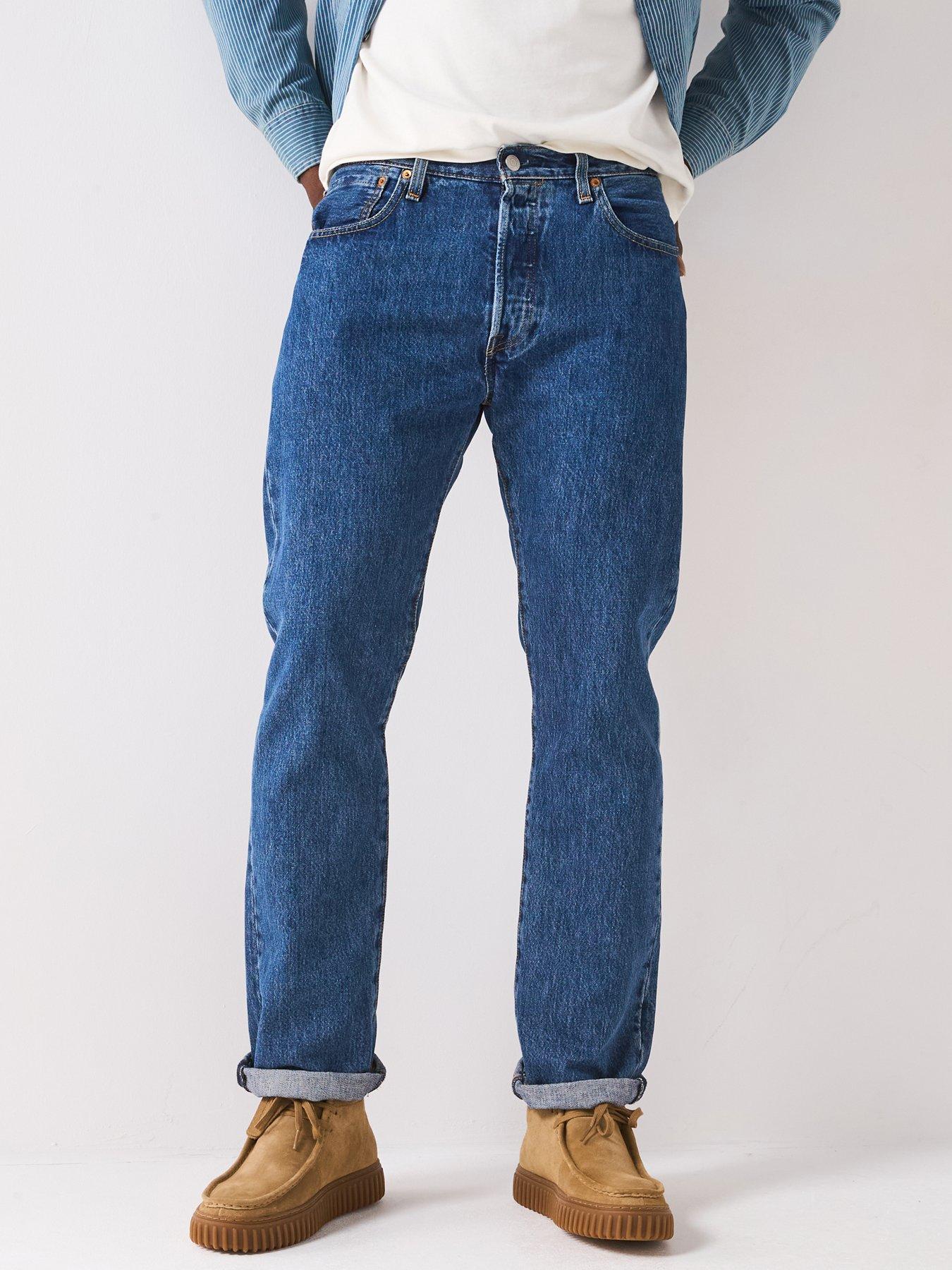 Image 1 of 6 of Levi's Levis501&reg; Original Straight Fit Jeans - Stonewash 80684 - Dark Blue