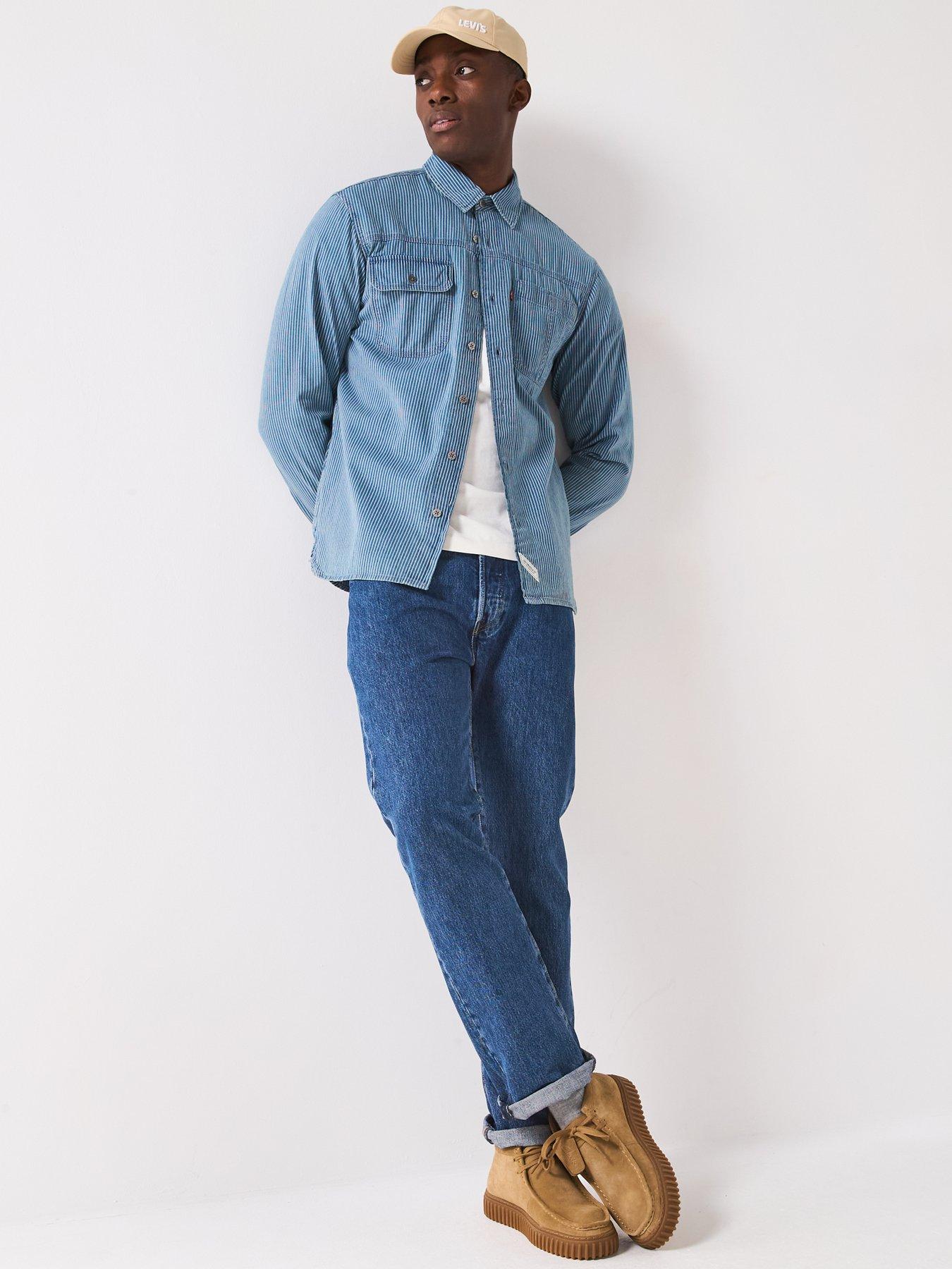 Image 4 of 6 of Levi's Levis501&reg; Original Straight Fit Jeans - Stonewash 80684 - Dark Blue