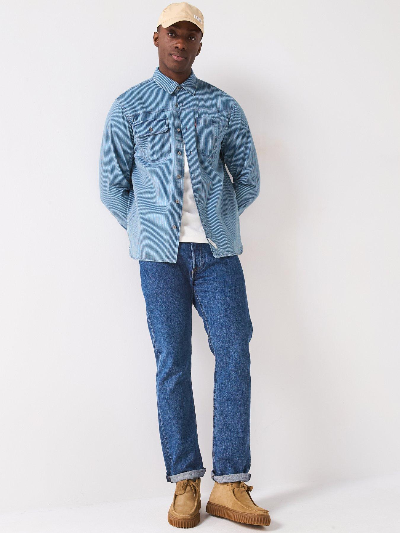 Image 6 of 6 of Levi's Levis501&reg; Original Straight Fit Jeans - Stonewash 80684 - Dark Blue