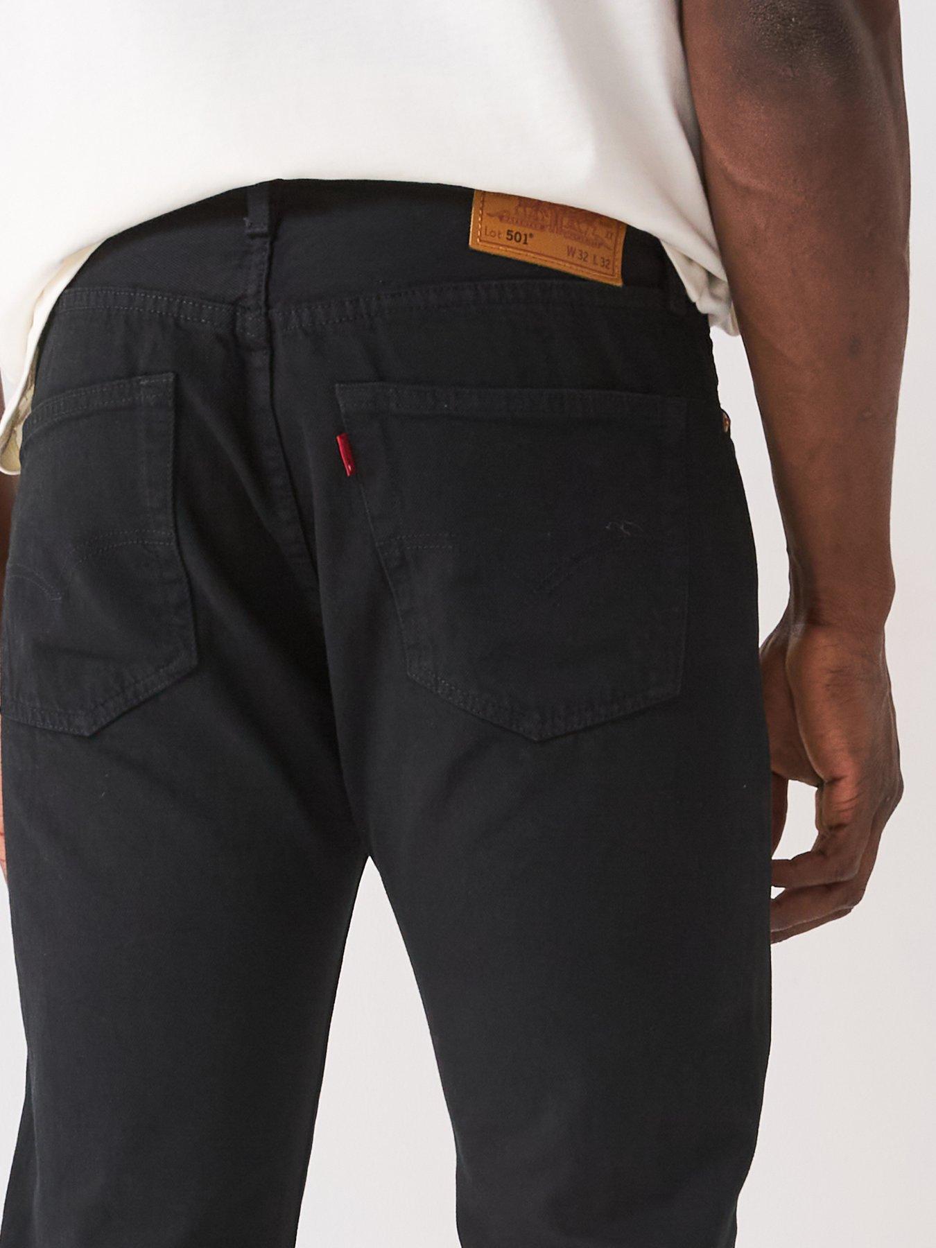 Image 4 of 5 of Levi's Mens 501 Straight-Leg Button Fly Straight Jeans - Black 80701