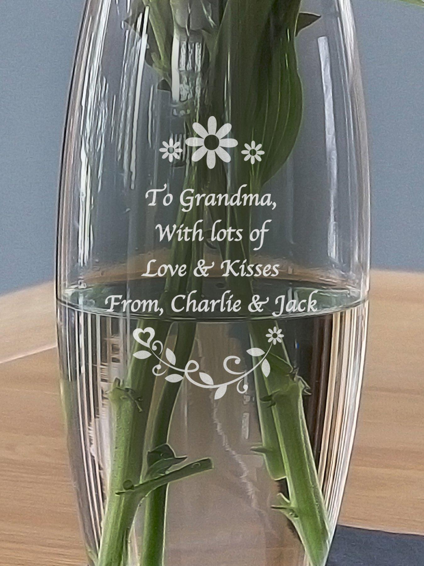 Image 2 of 3 of The Personalised Memento Company Personalised Floral Design Barrel Vase