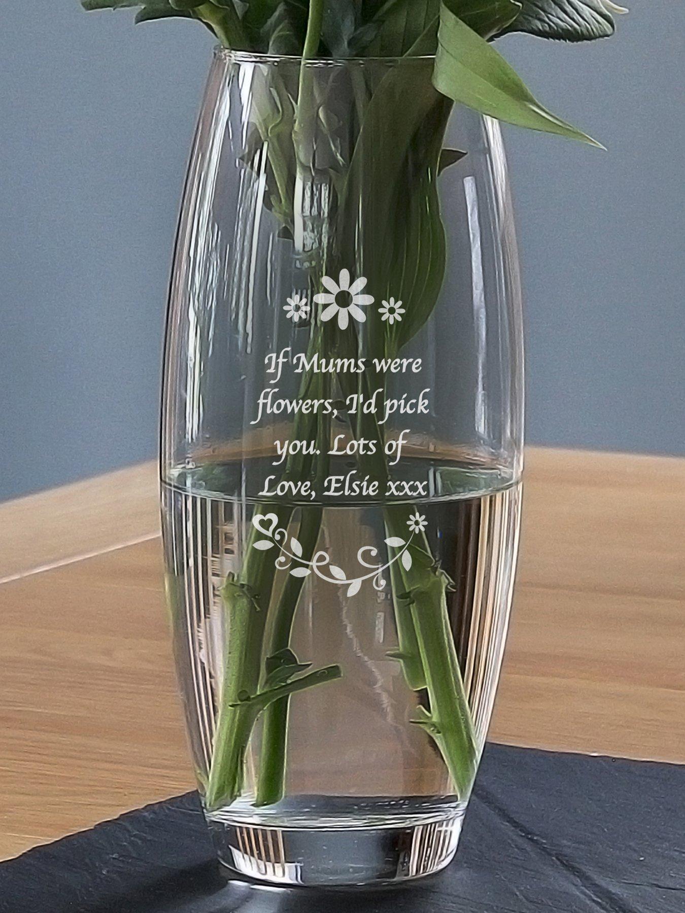 Image 3 of 3 of The Personalised Memento Company Personalised Floral Design Barrel Vase
