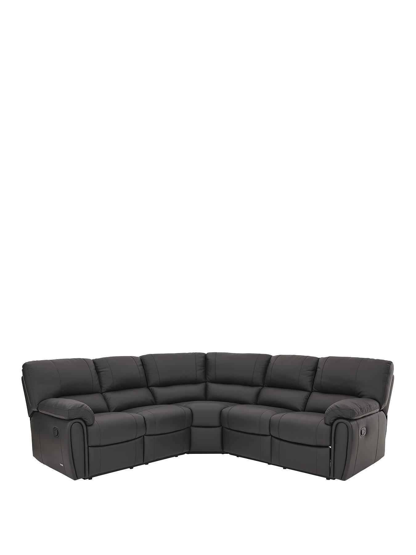 Image 2 of 5 of The Very Collection Leighton Leather/Faux Leather High Back&nbsp;Reclining Corner Group Sofa - Black - FSC&reg; Certified