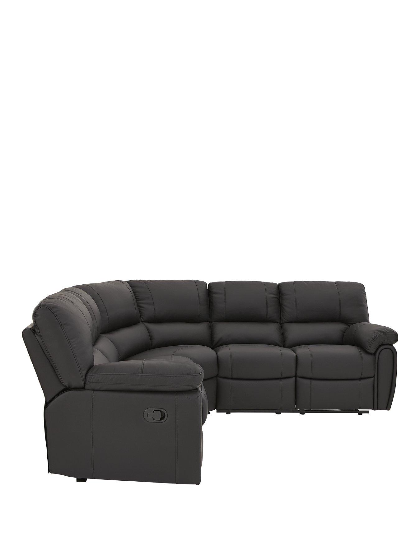 Image 3 of 5 of The Very Collection Leighton Leather/Faux Leather High Back&nbsp;Reclining Corner Group Sofa - Black - FSC&reg; Certified