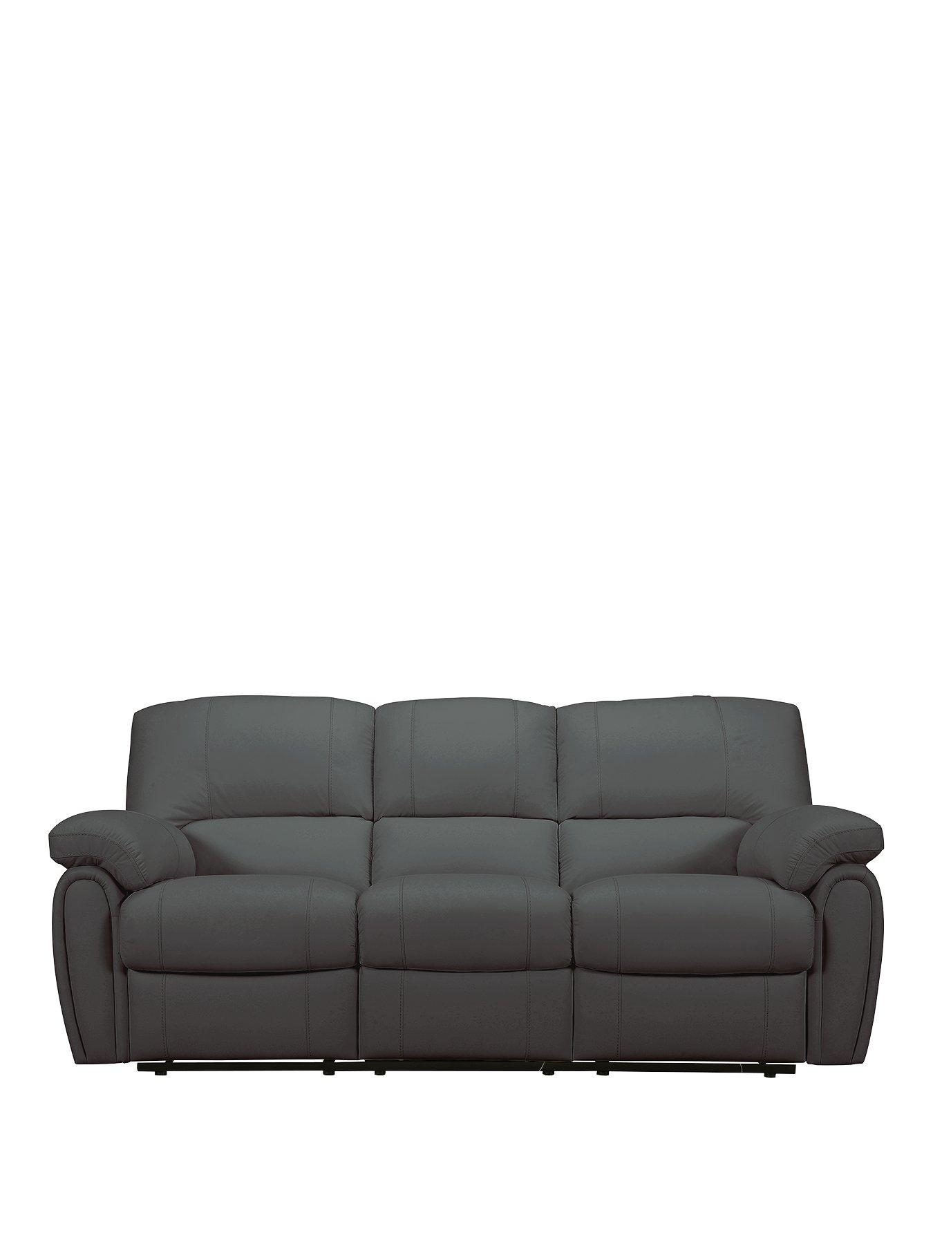 undefined Leighton Leather/Faux Leather 3 Seater High Back Recliner Sofa - Black
