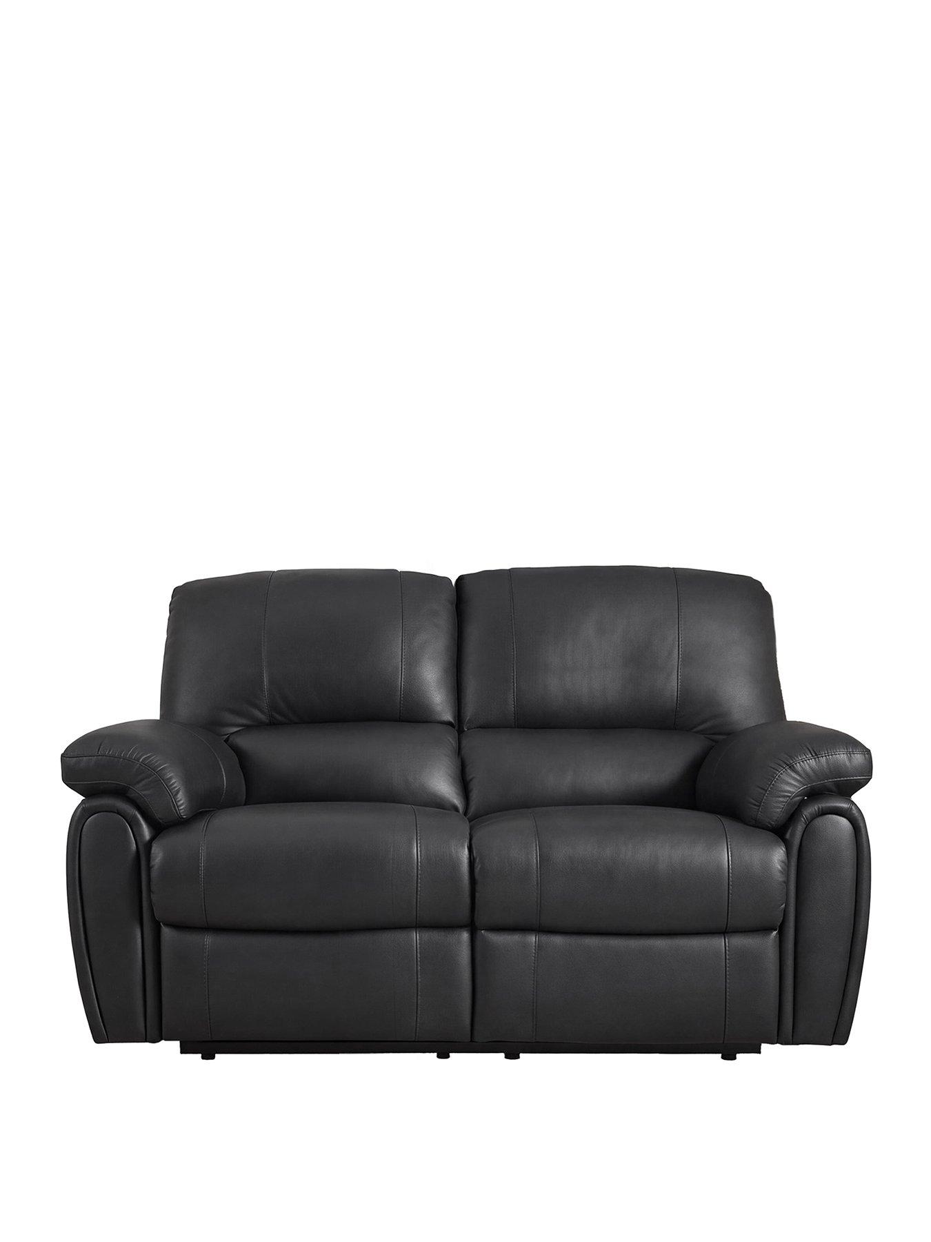 The Very Collection Leighton Leather/Faux Leather 2 Seater High Back Recliner Sofa - Black