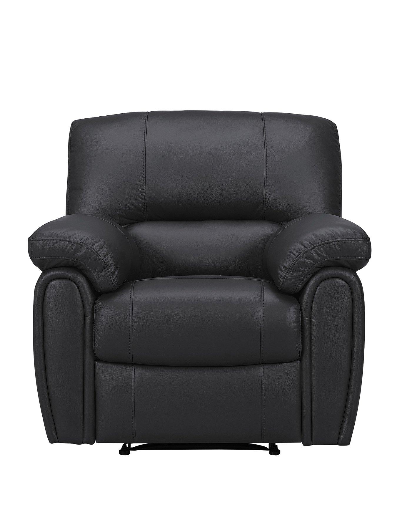 The Very Collection Leighton Leather/Faux Leather High Back Recliner Armchair - Black