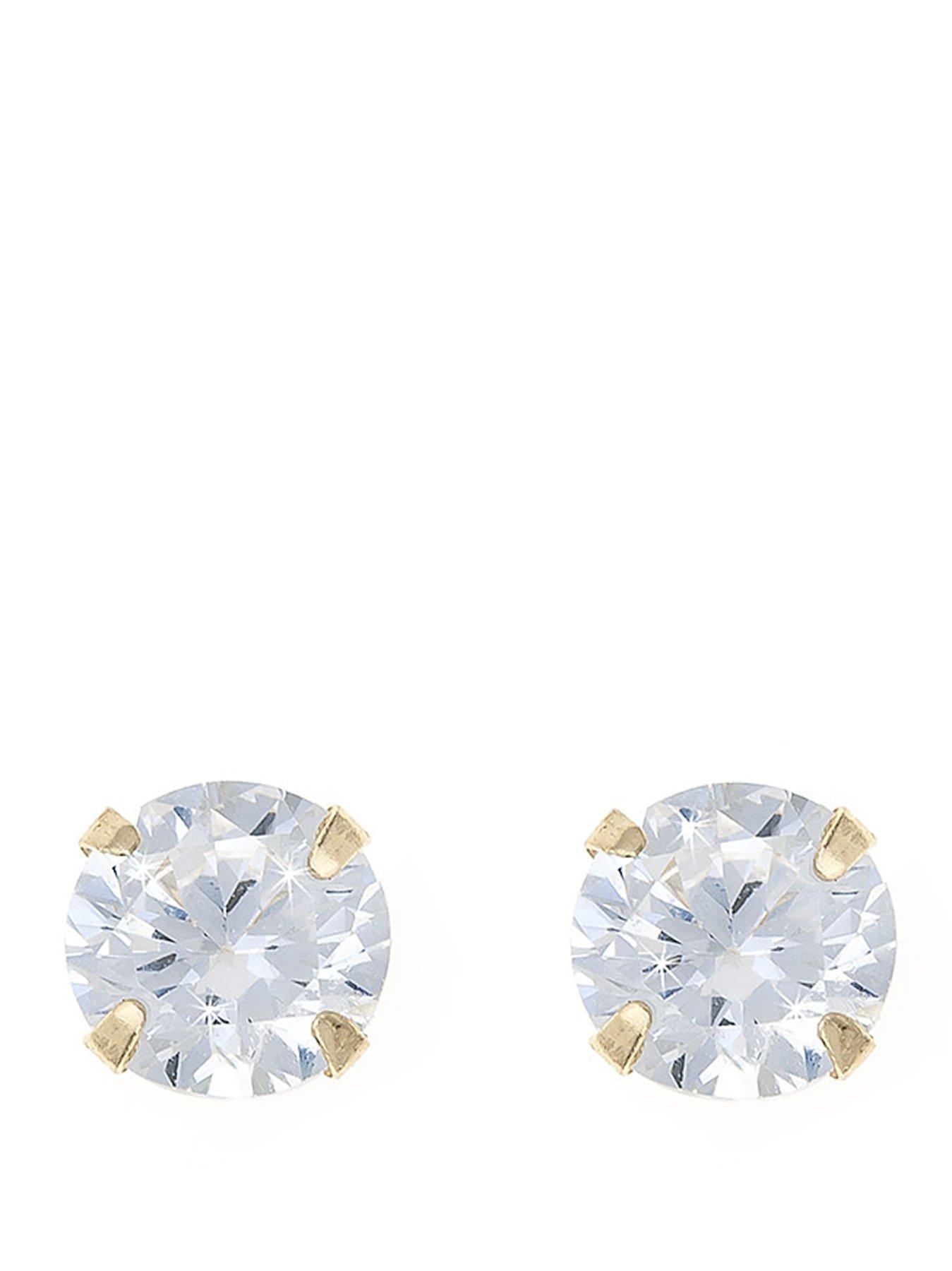 undefined 9 Carat Yellow Gold Coloured Cubic Zirconia 5mm Birthstone Earrings