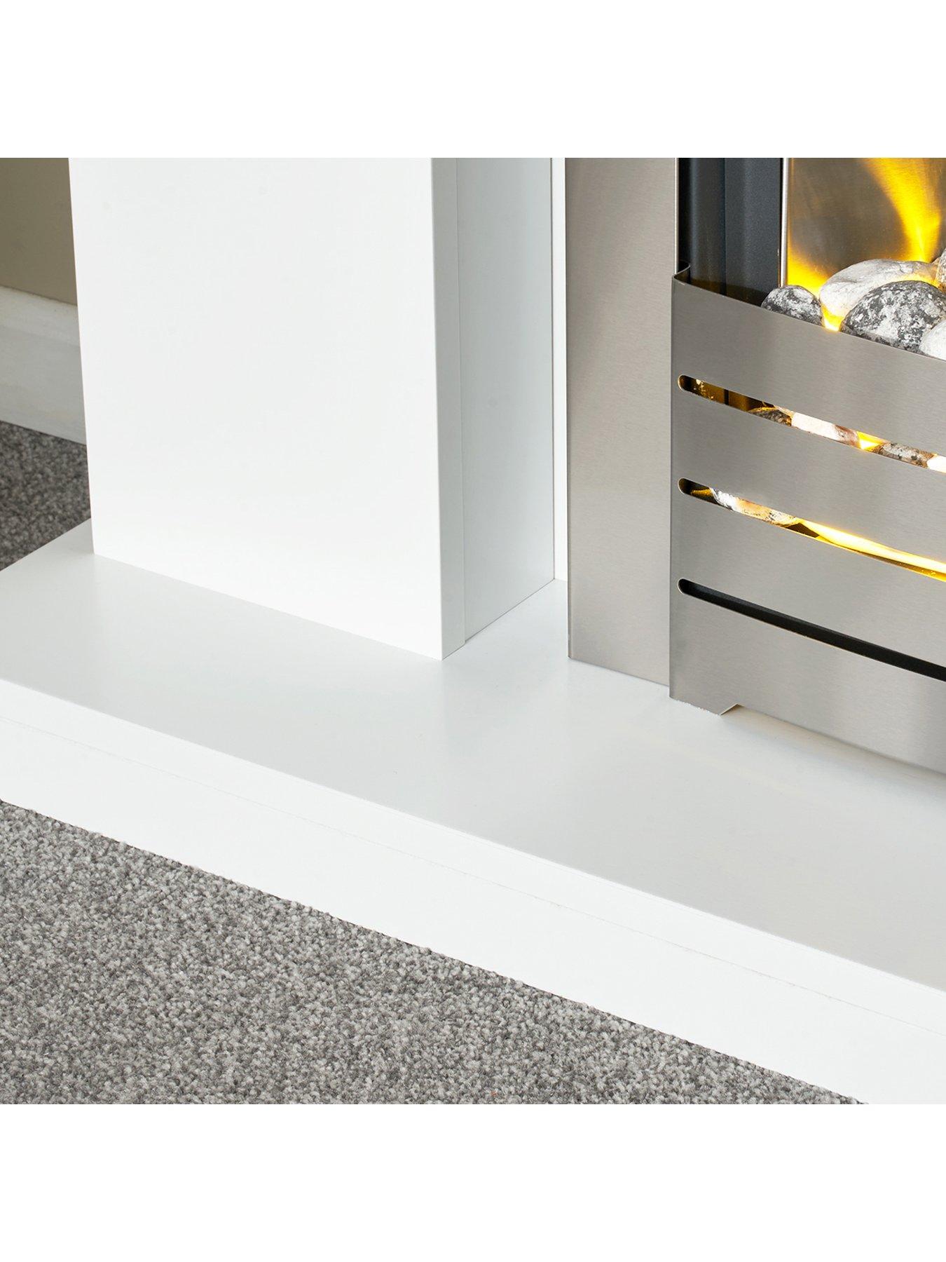Image 3 of 6 of Adam Fires & Fireplaces Lomond White Fireplace with Helios Brushed Steel Electric Fire
