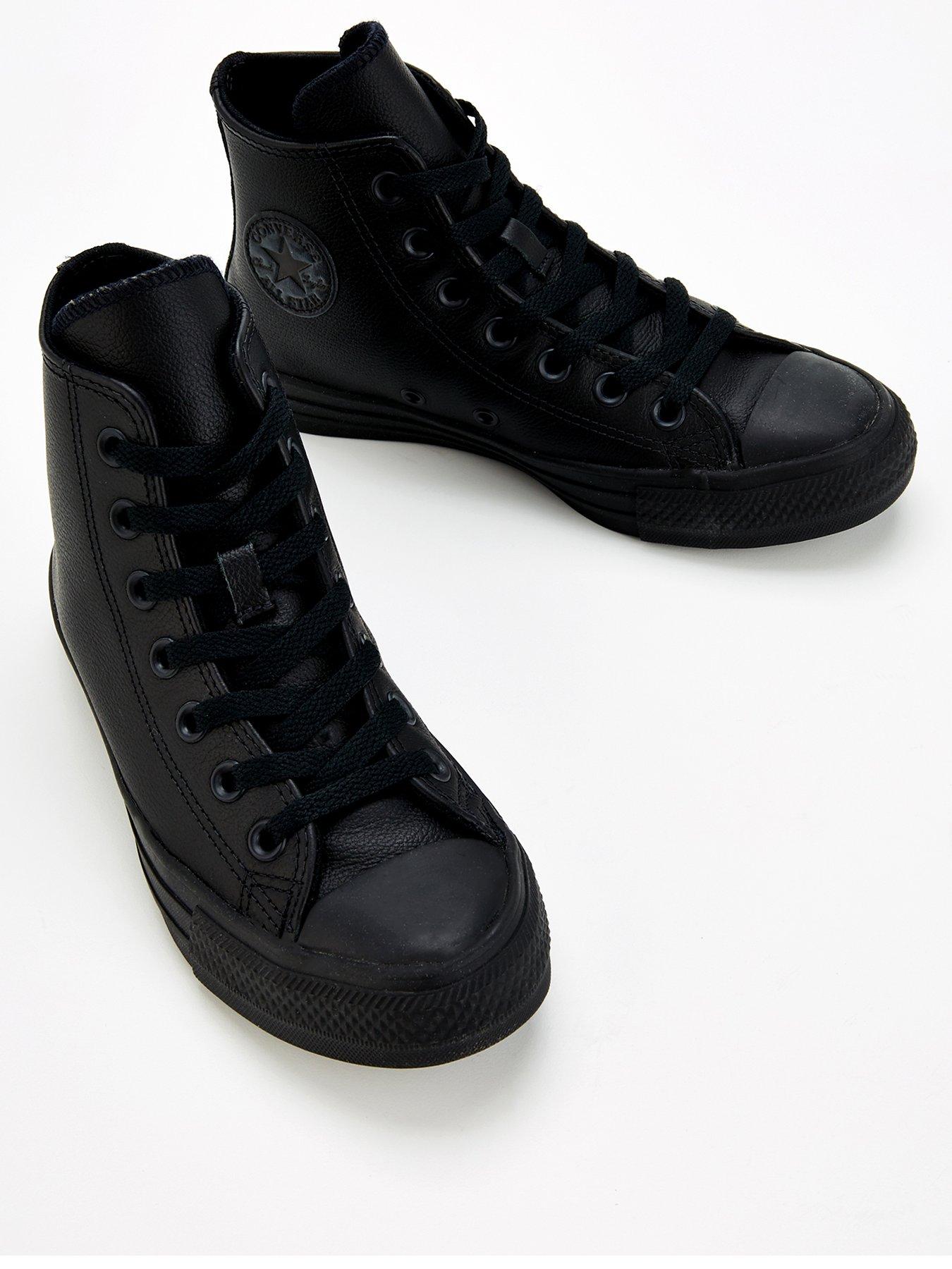 Image 2 of 8 of Converse Leather Hi Top Trainers - Black