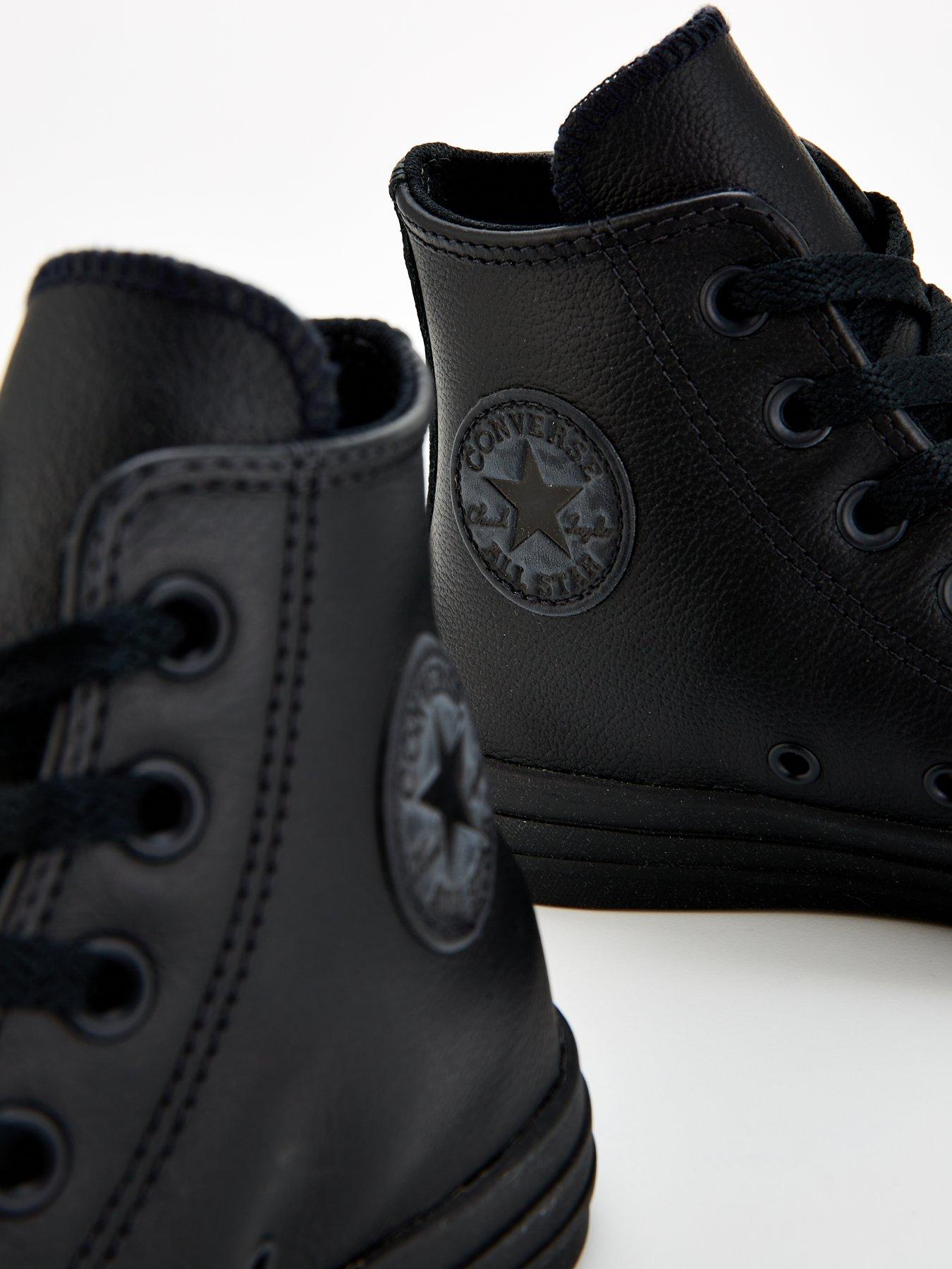 Image 6 of 8 of Converse Leather Hi Top Trainers - Black