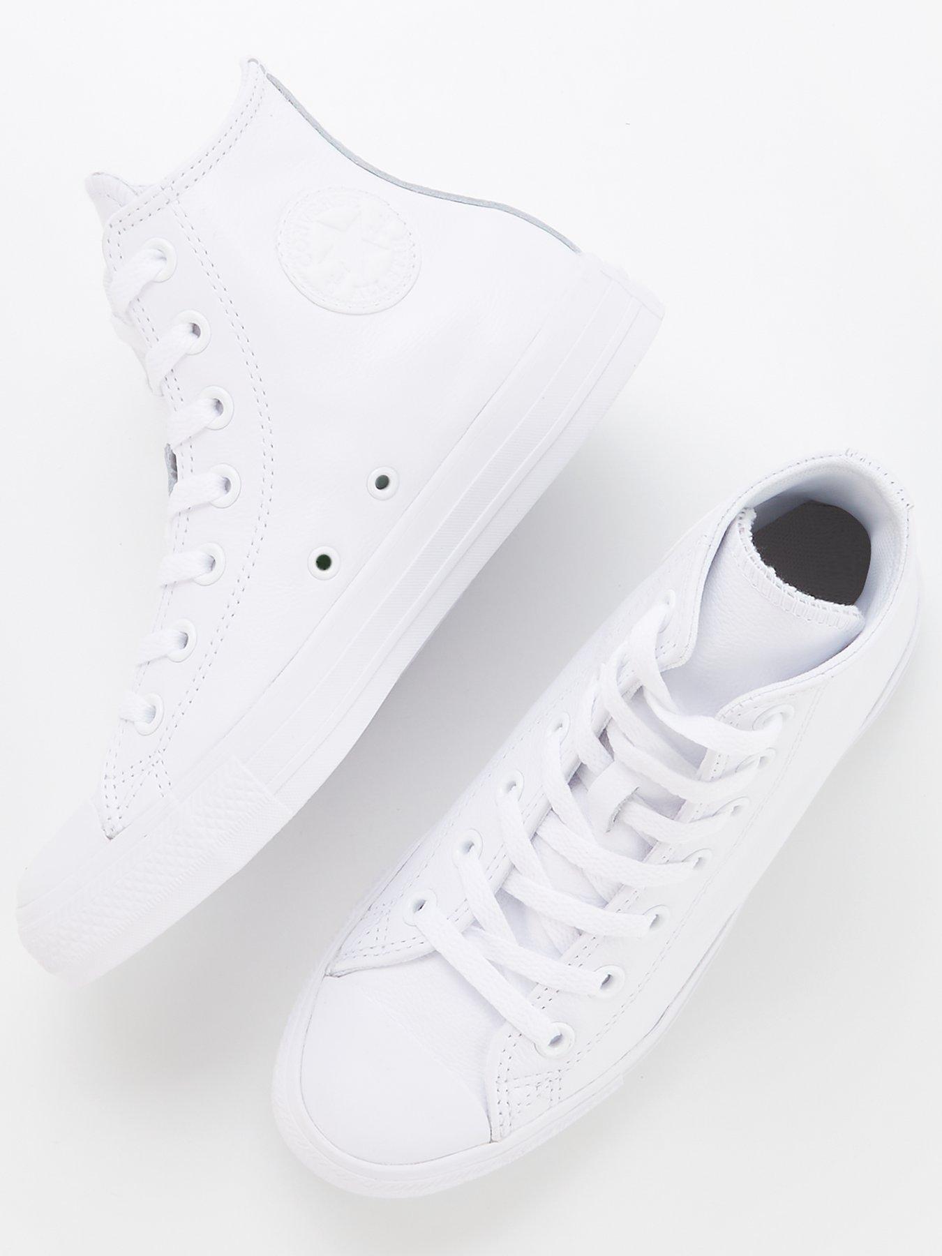 Image 4 of 7 of Converse Unisex Leather Hi Top Trainers - White
