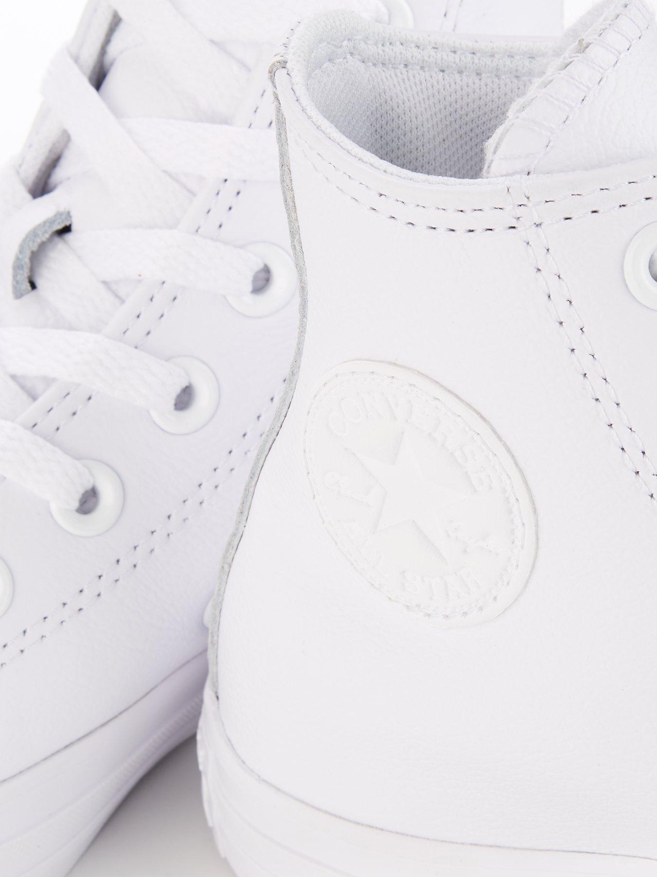 Image 6 of 7 of Converse Unisex Leather Hi Top Trainers - White