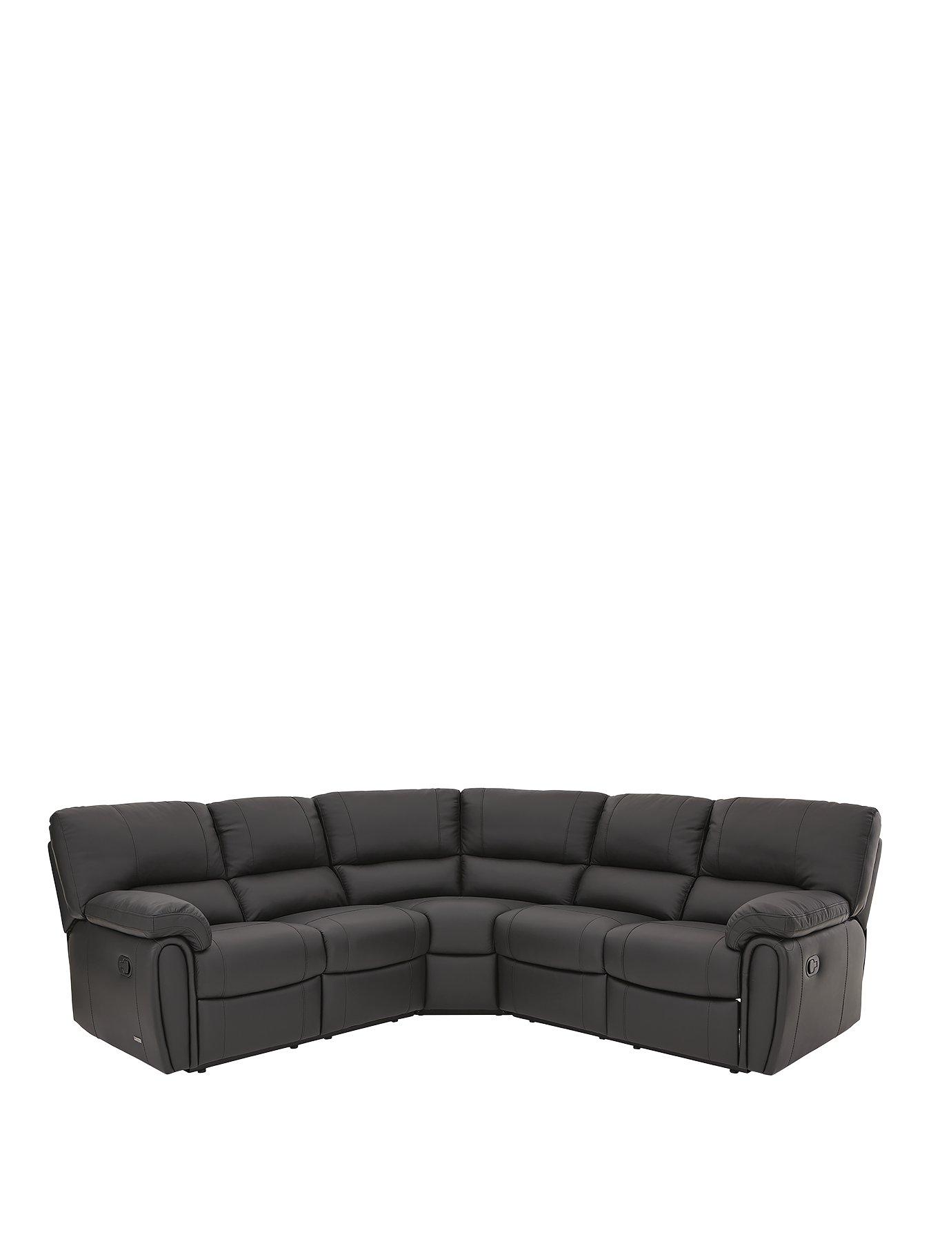 undefined Leighton Leather/Faux Leather High Back Power Recliner Corner Group Sofa - Black
