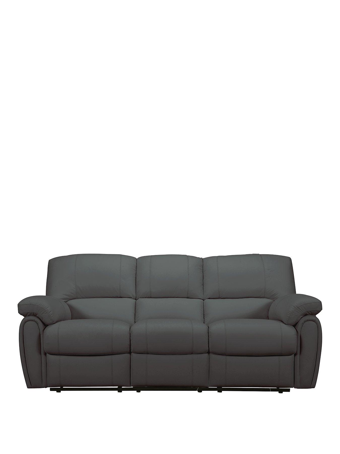 The Very Collection Leighton Leather/Faux Leather High Back 3 Seater Power Recliner Sofa - Black - FSC® Certified