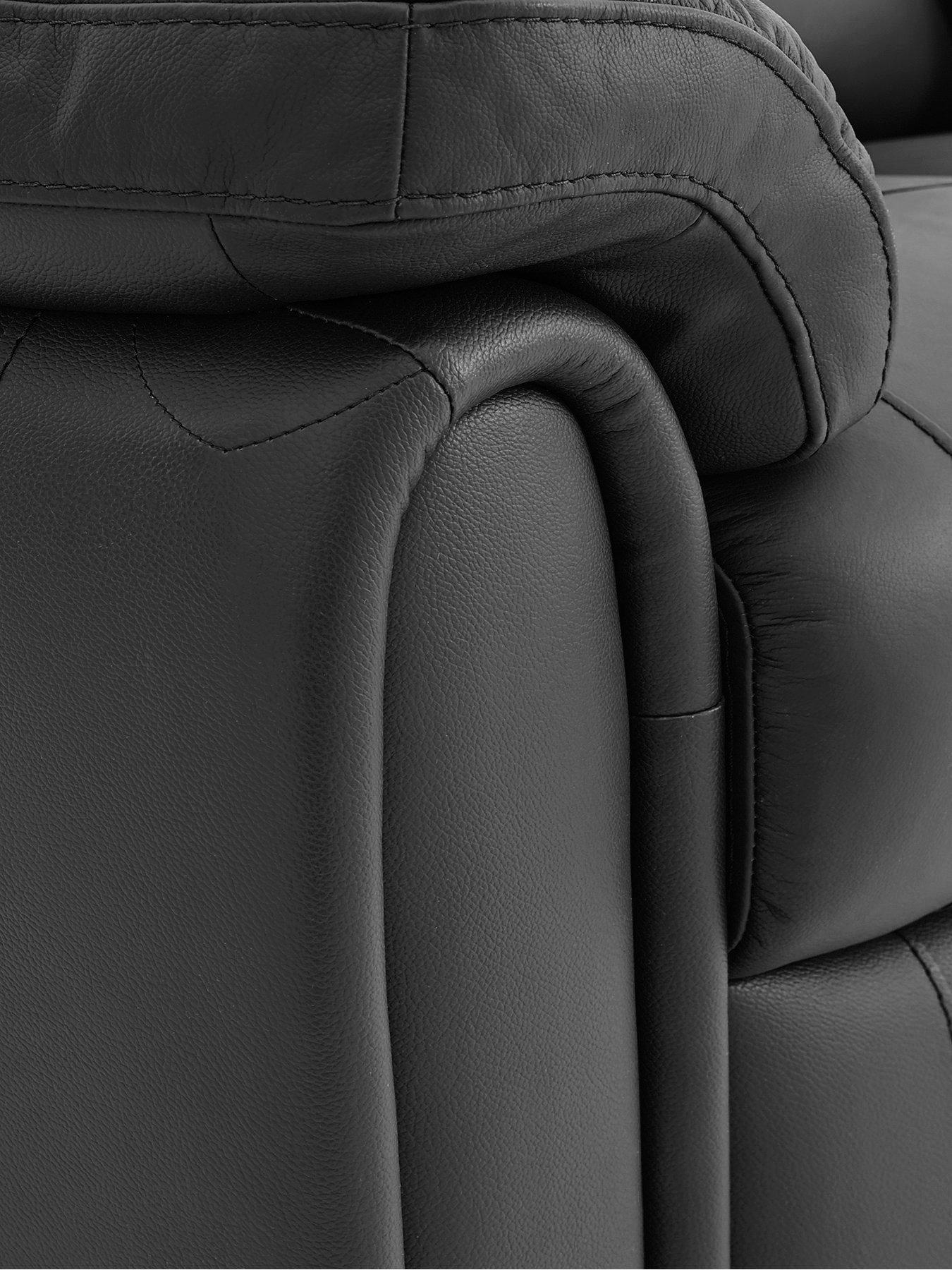 Image 3 of 5 of Leighton&nbsp;Leather/Faux Leather High Back 2 Seater Power Recliner Sofa - Black
