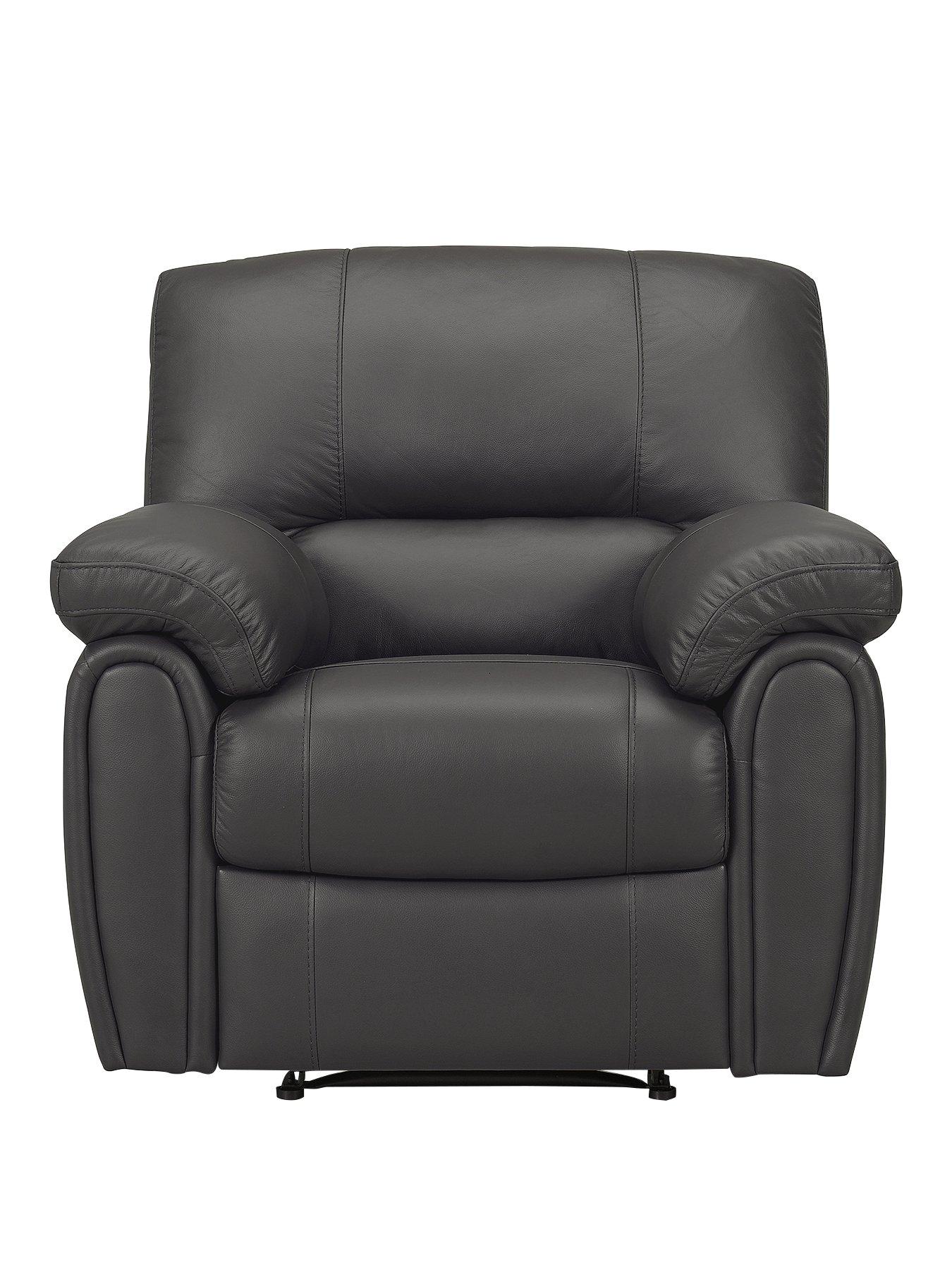 The Very Collection Leighton Leather/Faux Leather High Back Power Recliner Armchair - Black - FSC® Certified