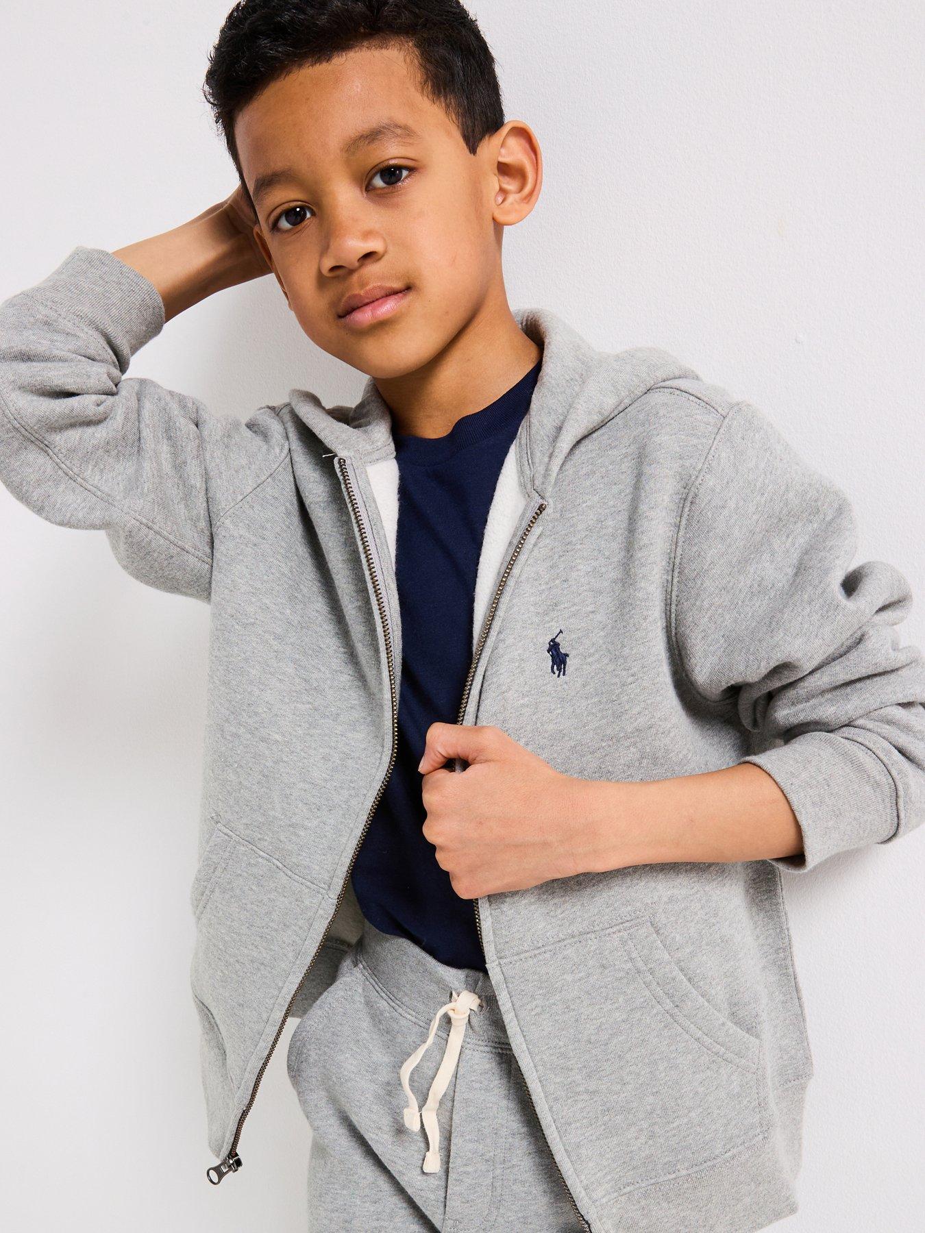 Polo Ralph Lauren Boys Classic Zip Through Hoodie Grey Marl