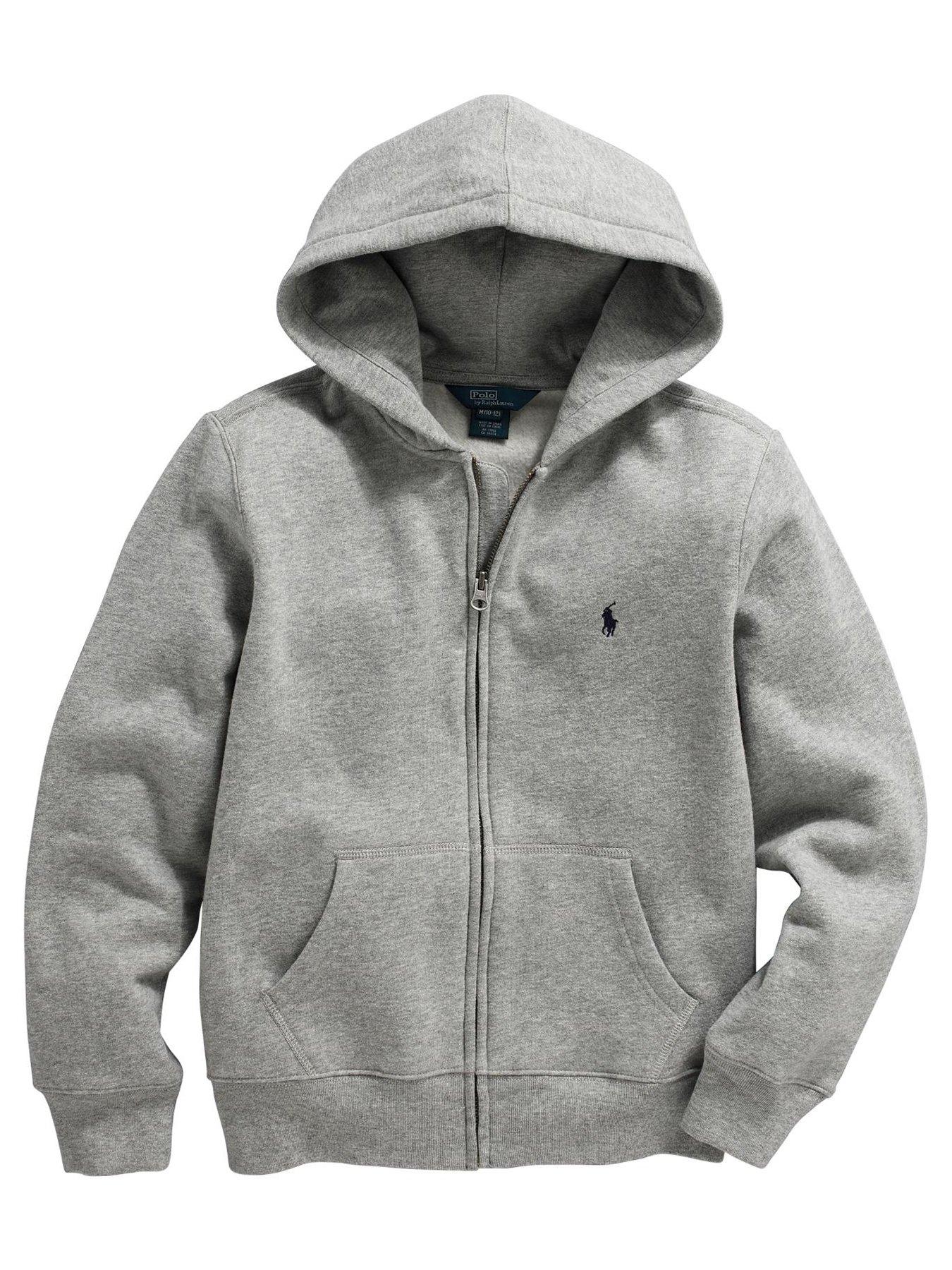 Grey ralph lauren discount zip up hoodie