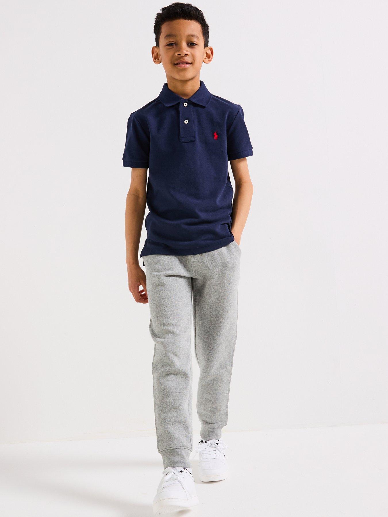 Image 2 of 6 of Polo Ralph Lauren Boys Piqu&eacute; Cotton Button Placket Polo Shirt - French Navy