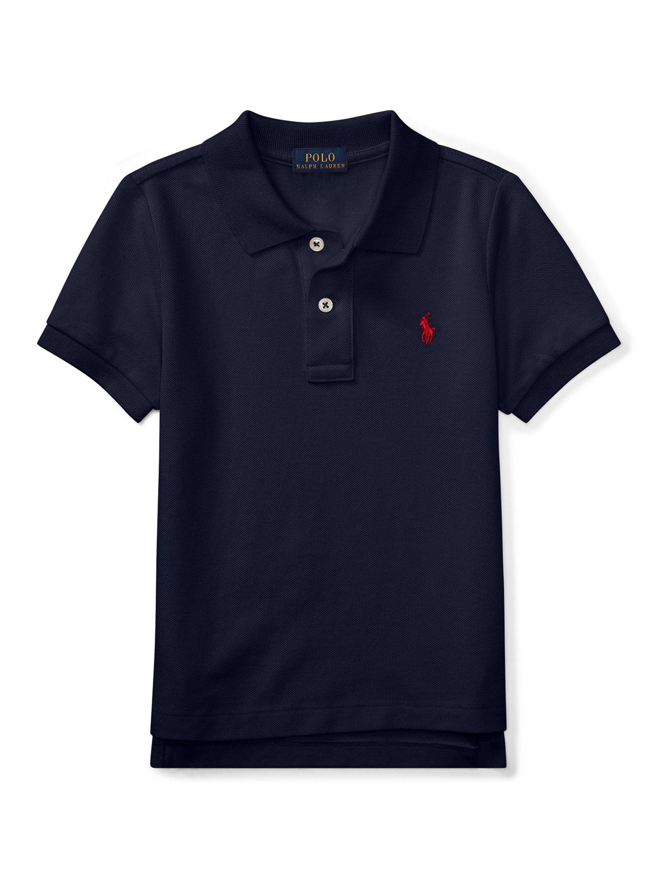 Image 5 of 6 of Polo Ralph Lauren Boys Piqu&eacute; Cotton Button Placket Polo Shirt - French Navy