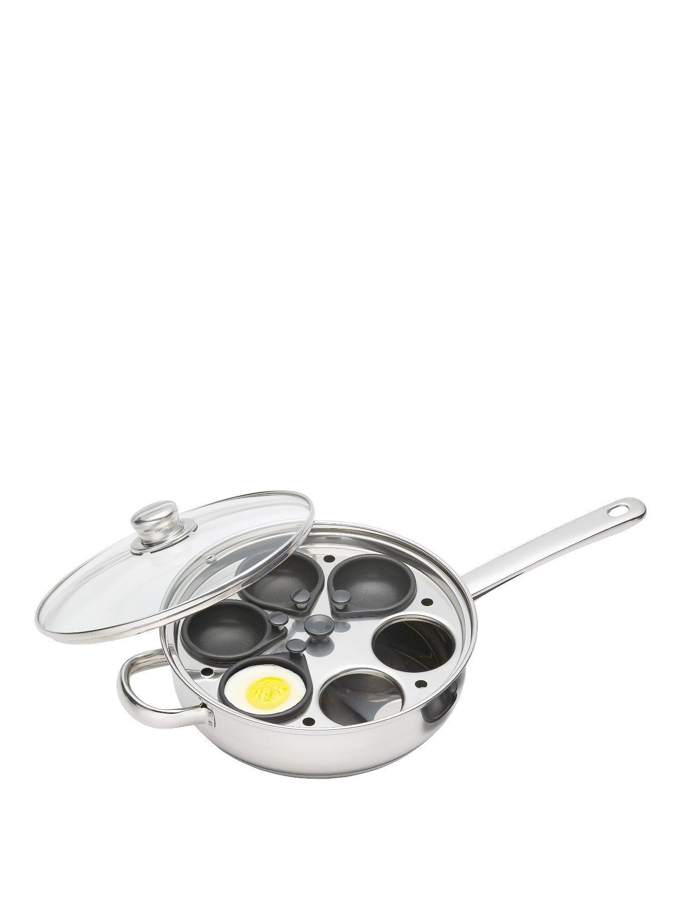 Image 1 of 1 of KitchenCraft Clearview Stainless Steel 28 cm 6-Hole Egg Poacher with Glass Lid